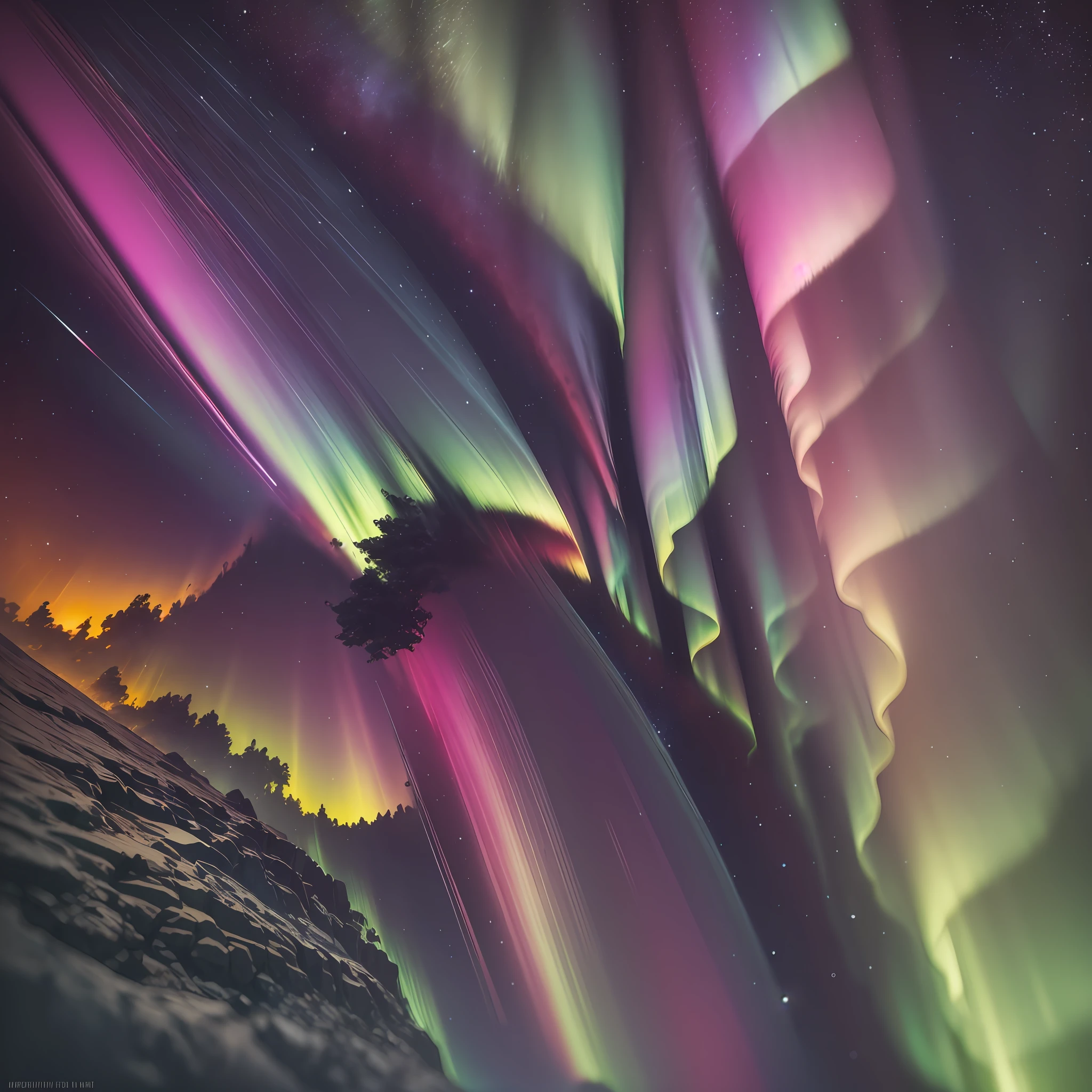 Aurora borealis on Mars, infinite range of colors, palette of all colors in an explosion, beautiful landscape, perfect colors --auto --s2