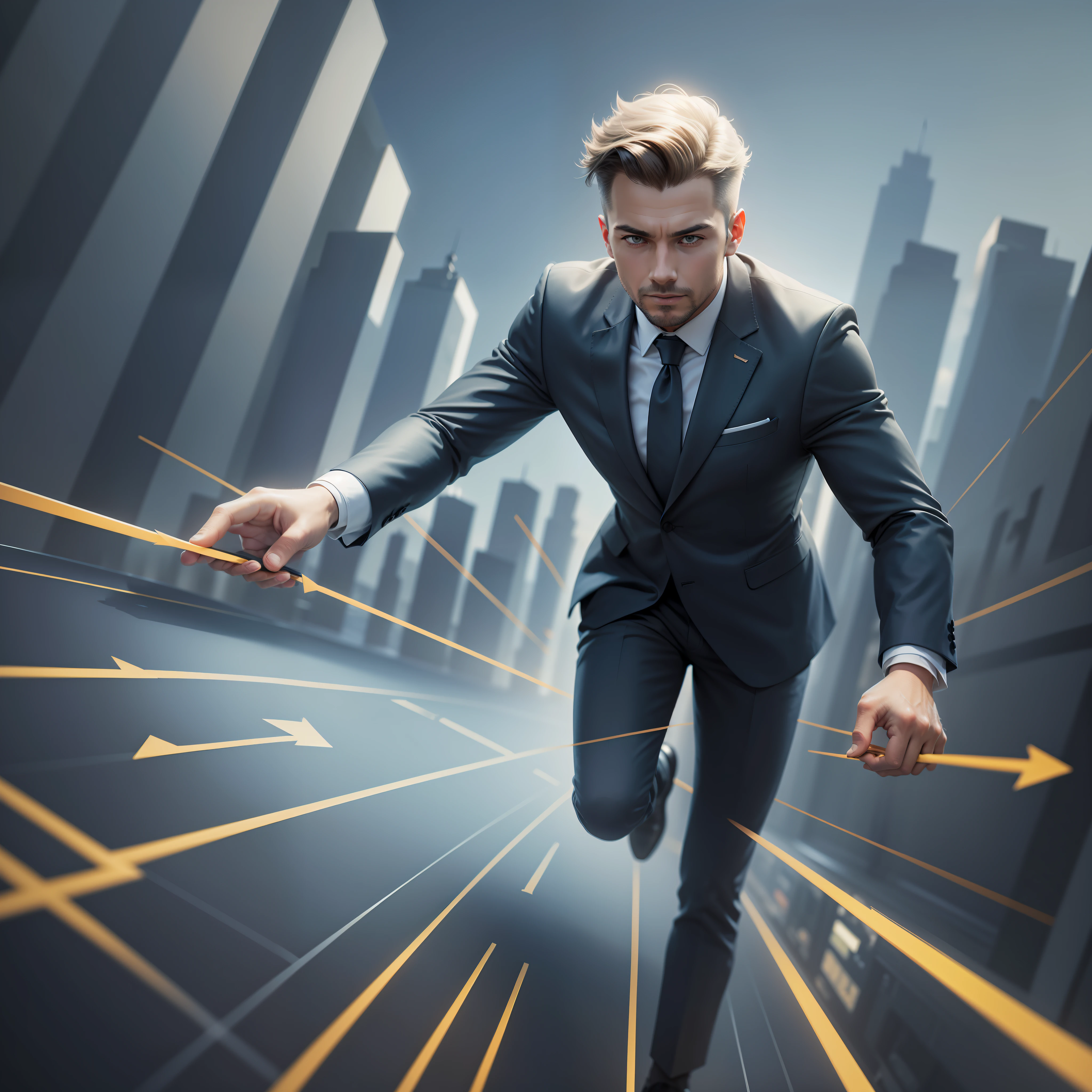 businessman touching a graph with arrows and arrows on it, high quality stock picture, close medium shot, reaching, the source of future growth, advanced technology, medium close shot, upwards, fotografia, high quality digital art, against dark background, success, high quality product image”, high resolution digital art, high - quality digital art, high-quality digital art, background focus