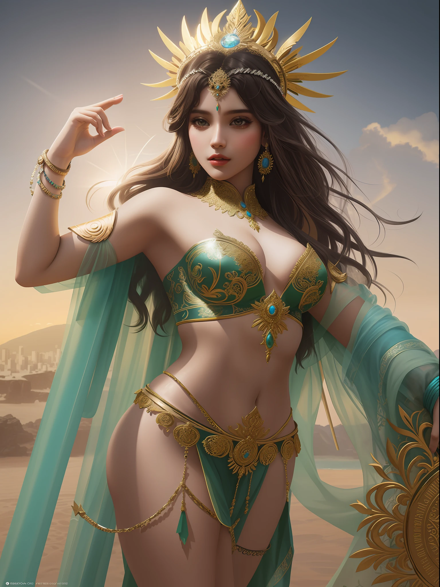 Brazil as a Goddess, 1girl, perfect composition, hyperrealistic, super detailed, 8k, high quality, trending art, trending on artstation, sharp focus, studio photo, intricate details, highly detailed