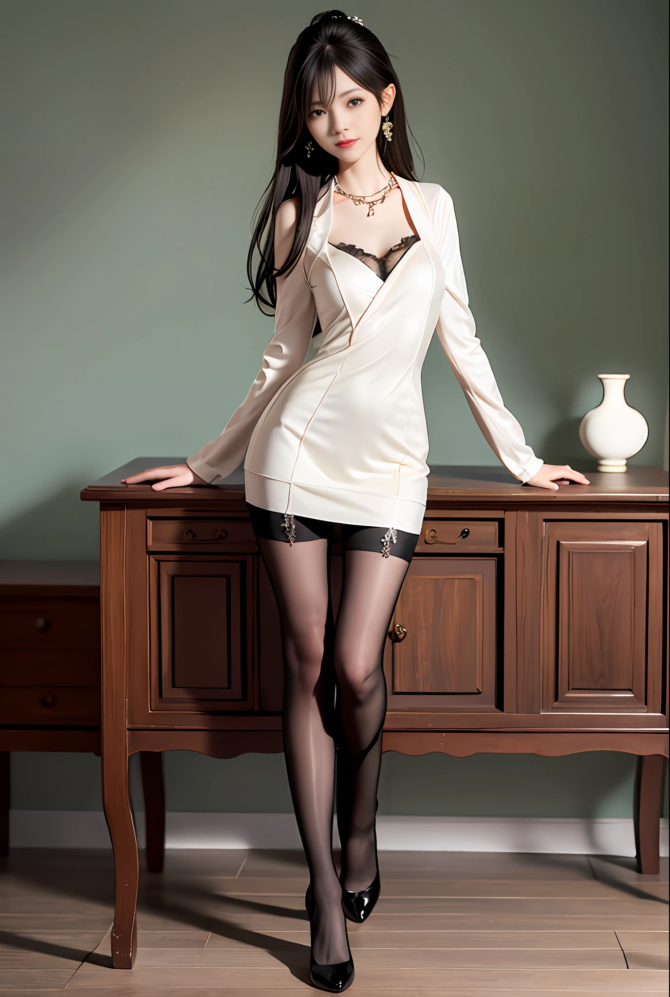 Sleeping Minchen, pantyhose, absurdity, mouth closed, (best quality detail: 1.2), realistic, 8K HD, super detailed, high quality texture, intricate detail, detailed texture, fine detail, high detail, very detailed CG, high quality shadow, delicate beautiful delicate face, (delicate beautiful delicate eyes: 1.32), ray tracing, (a beautiful 25 year old cute japanese lady:1),, tall woman, beautiful legs, perfectly petite, skinny, group of men looking around, black pantyhose , extra long hair, sunlight, earrings, necklace, model, full body, showing beautiful legs, smooth stockings, nude photo, transparent bra, round breasts, looming, 1 girl, darkroom, unexpected dew point, alluring, stockings, beautiful feet,