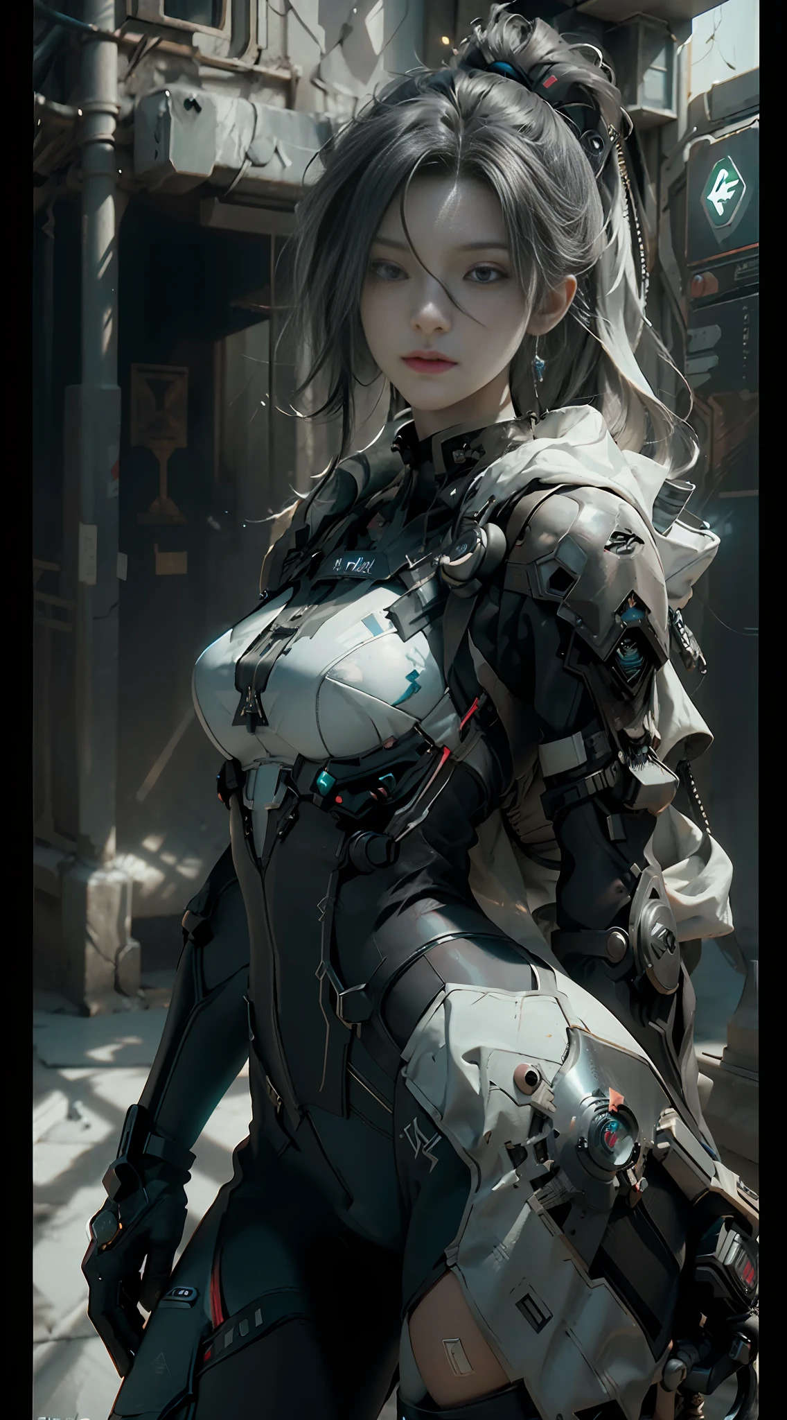 ((Best quality)), ((masterpiece)), (detailed:1.4), 3D, an image of a beautiful cyberpunk female,HDR (High Dynamic Range),Ray Tracing,NVIDIA RTX,Super-Resolution,Unreal 5,Subsurface scattering,PBR Texturing,Post-processing,Anisotropic Filtering,Depth-of-field,Maximum clarity and sharpness,Multi-layered textures,Albedo and Specular maps,Surface shading,Accurate simulation of light-material interaction,Perfect proportions,Octane Render,Two-tone lighting,Wide aperture,Low ISO,White balance,Rule of thirds,8K RAW,