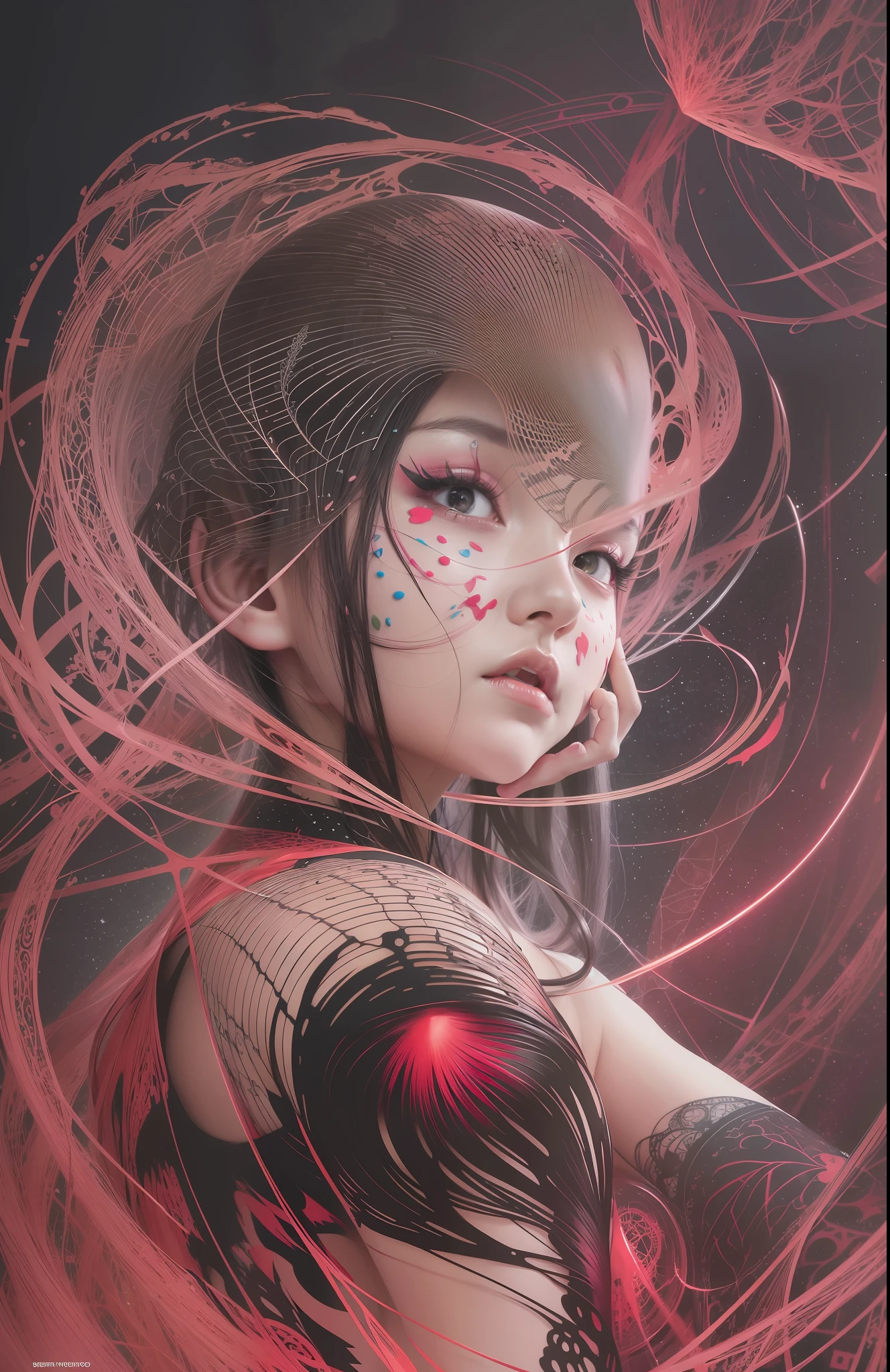 official art, unity 8k wallpaper, ultra detailed, beautiful and aesthetic, masterpiece, best quality, (zentangle, mandala, tangle, entangle), (fractal art:1.3) , 1girl, extremely detailed, dynamic angle, cowboyshot, the most beautiful form of chaos, elegant, a brutalist designed, vivid colours, romanticism, by james jean, roby dwi antono, ross tran, francis bacon, michal mraz, adrian ghenie, petra cortright, gerhard richter, takato yamamoto, ashley wood, atmospheric, ecstasy of musical notes, streaming musical notes visible