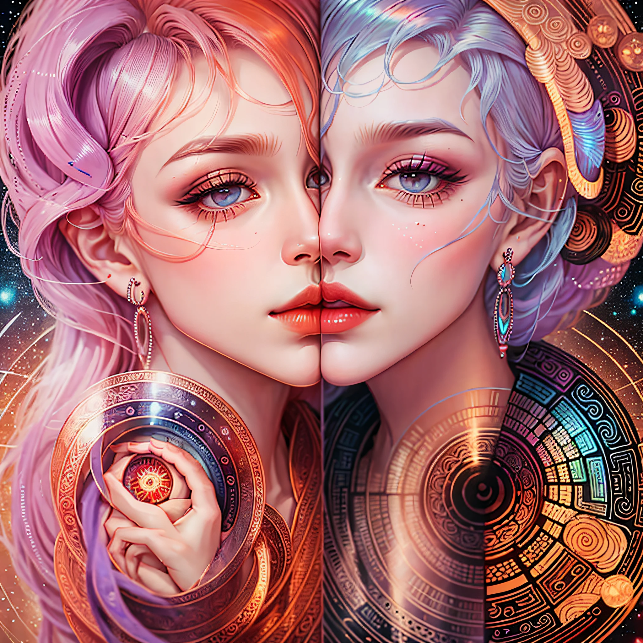 create many works similar to those of Alex Grey with man and woman in a position of contact --auto --s2