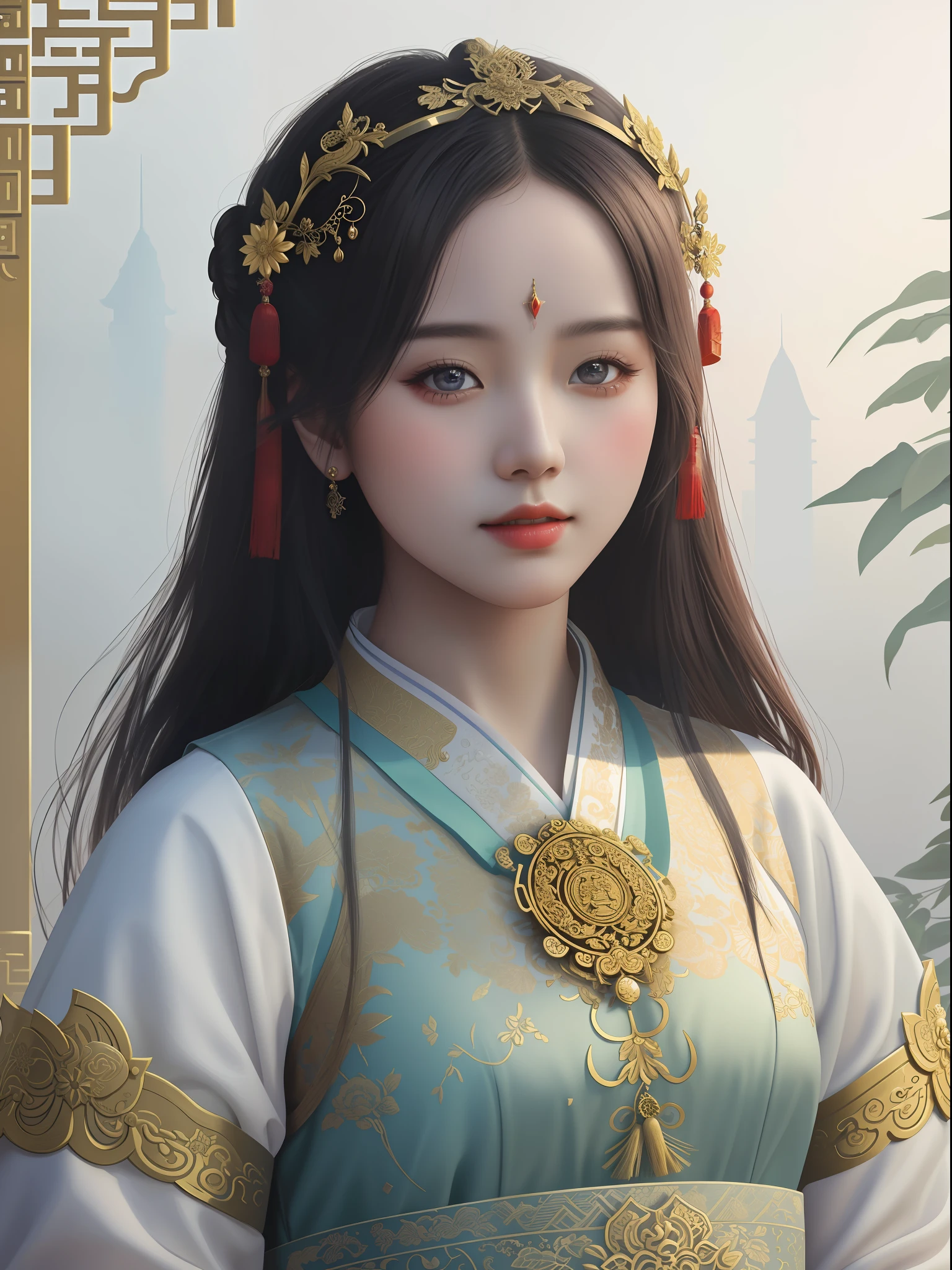 China as Goddess, 1girl, perfect composition, hyperrealistic, super detailed, 8k, high quality, art on the rise, trend in artstation, sharp focus, studio photo, intricate details, highly detailed