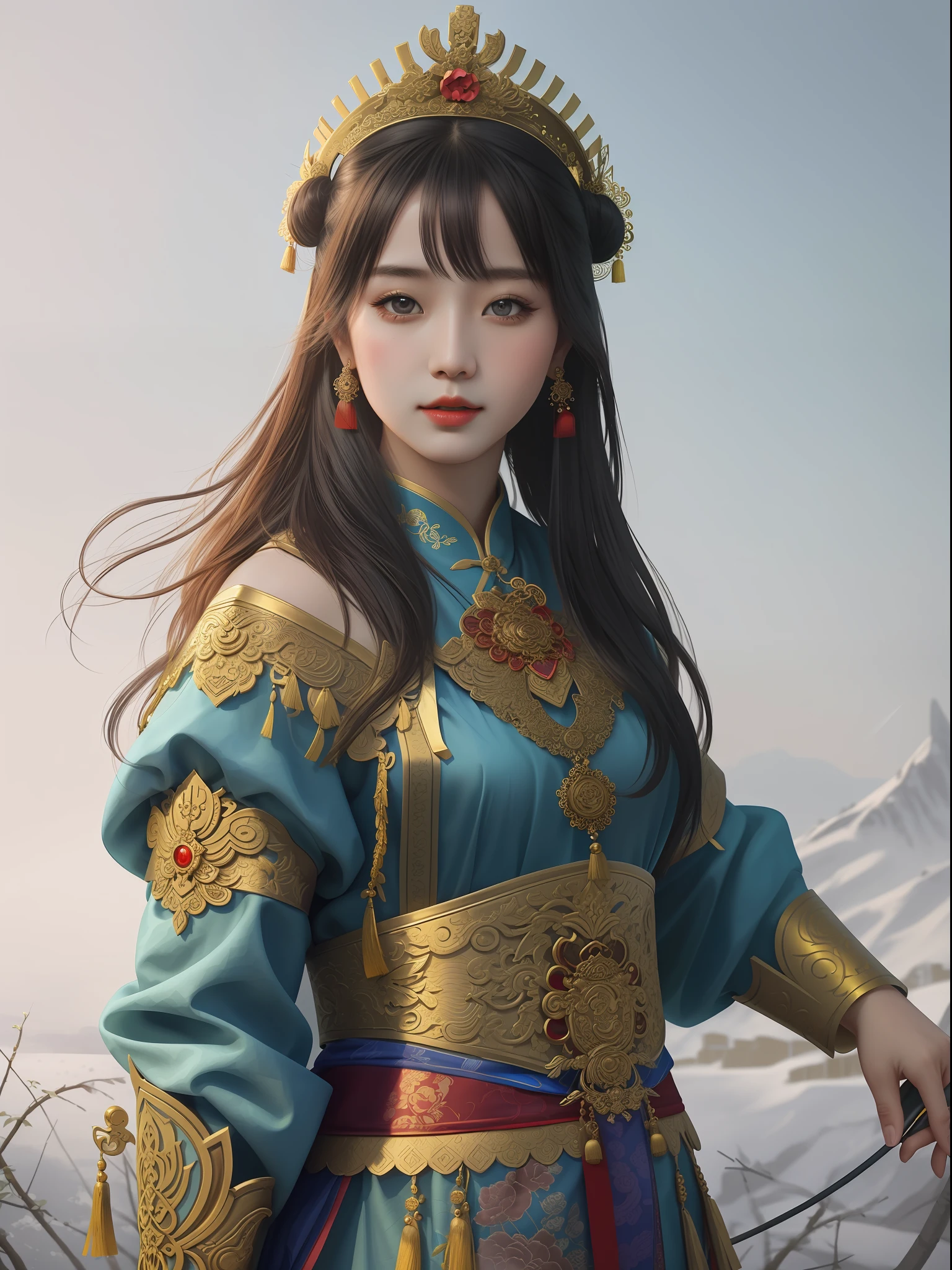 China as Goddess, 1girl, perfect composition, hyperrealistic, super detailed, 8k, high quality, art on the rise, trend in artstation, sharp focus, studio photo, intricate details, highly detailed