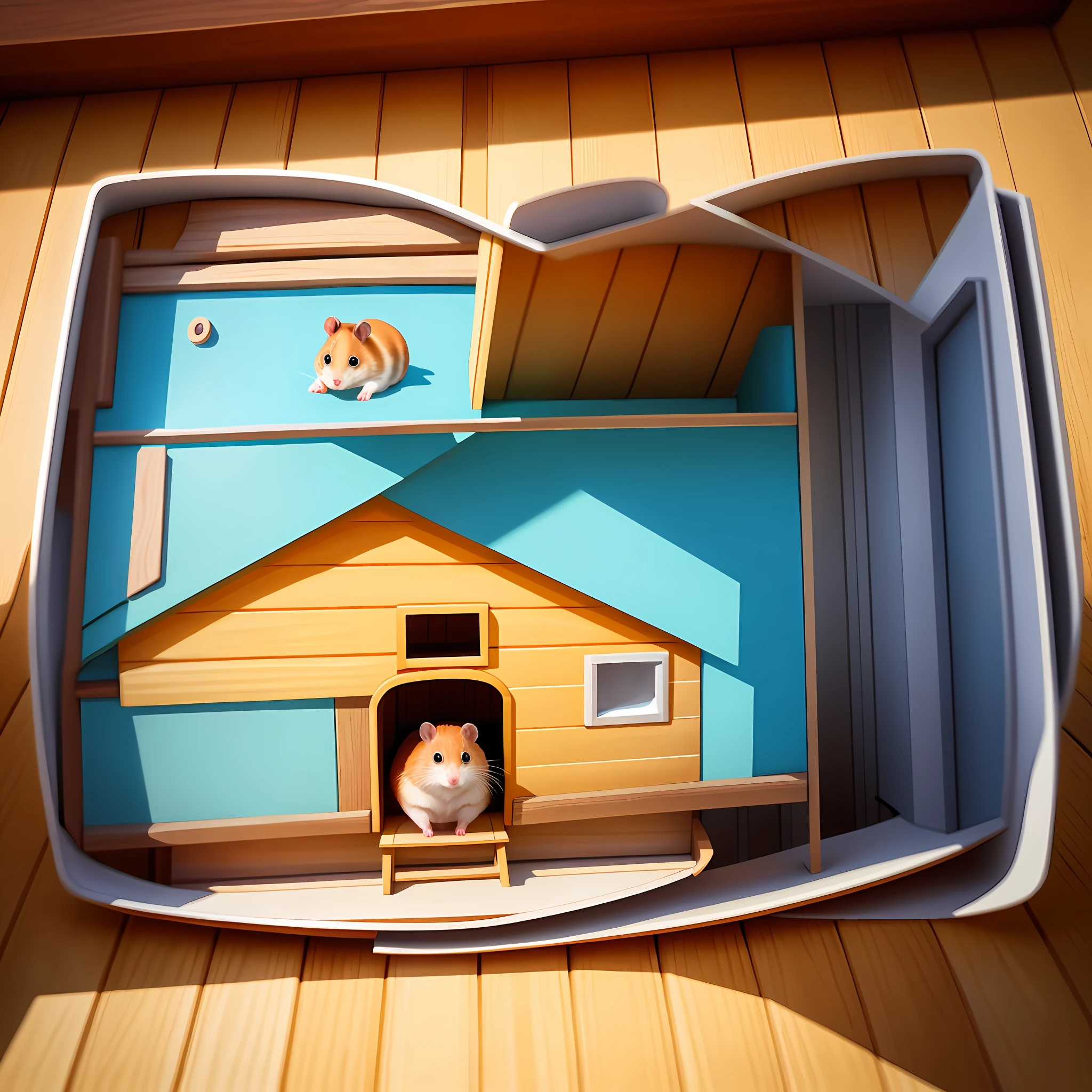 Digital painting), (best quality), hamster hut, floor plan