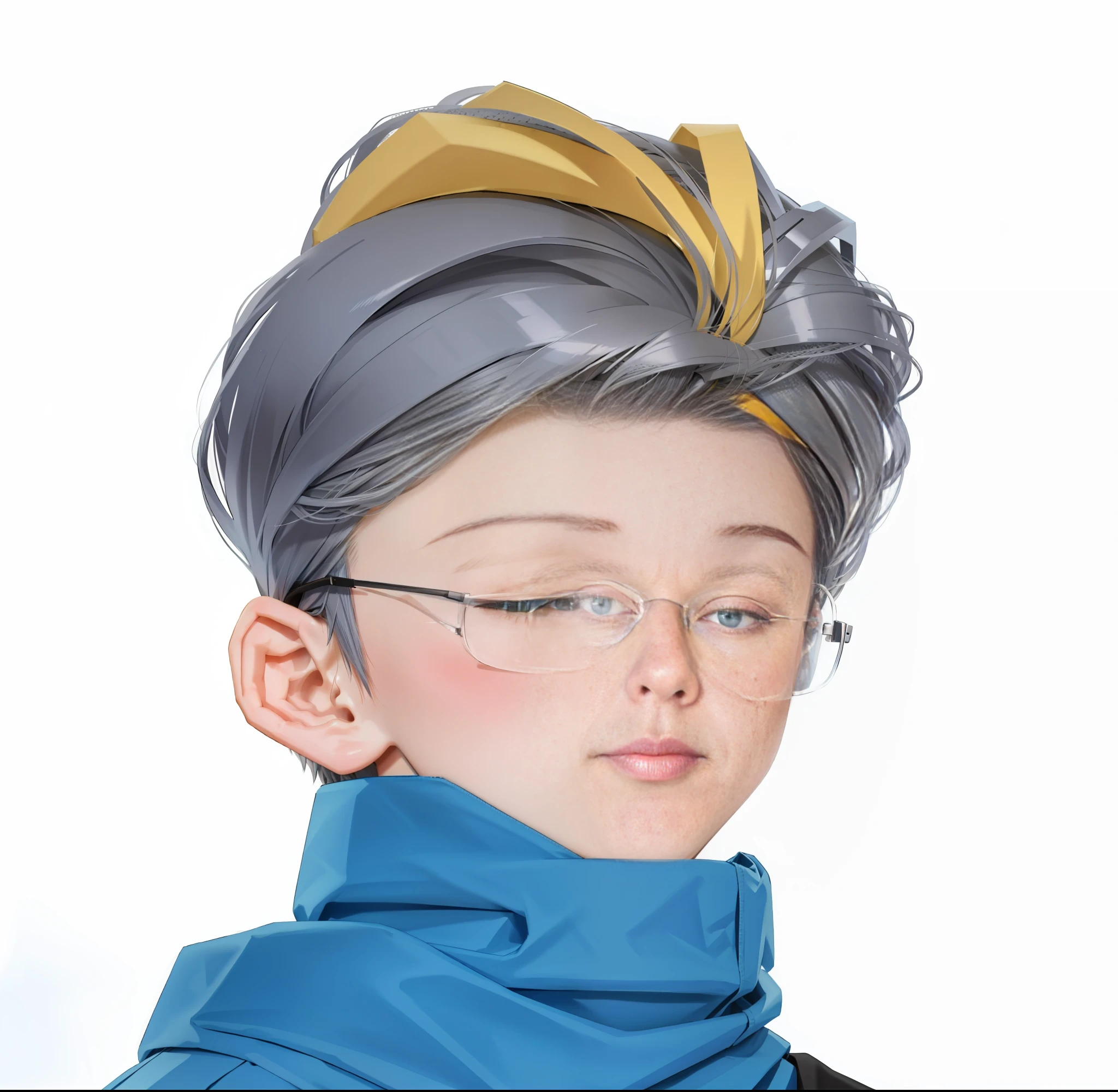 Boy, portrait, cartoon, wearing glasses, gray hair, yellow hair