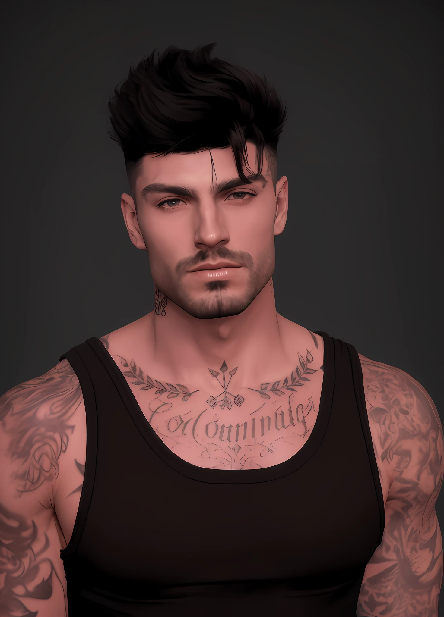 arafed man with a tattoo on his chest and chest, inspired by Dean Roger, christian, inspired by Ludovit Fulla, beautiful realistic upper body, inspired by Oliver Sin, with rune tattoos on the face, detailed skin, tattooed man, chest and face, shirtless :: high detail, inspired by Allan Linder, halfbody headshot