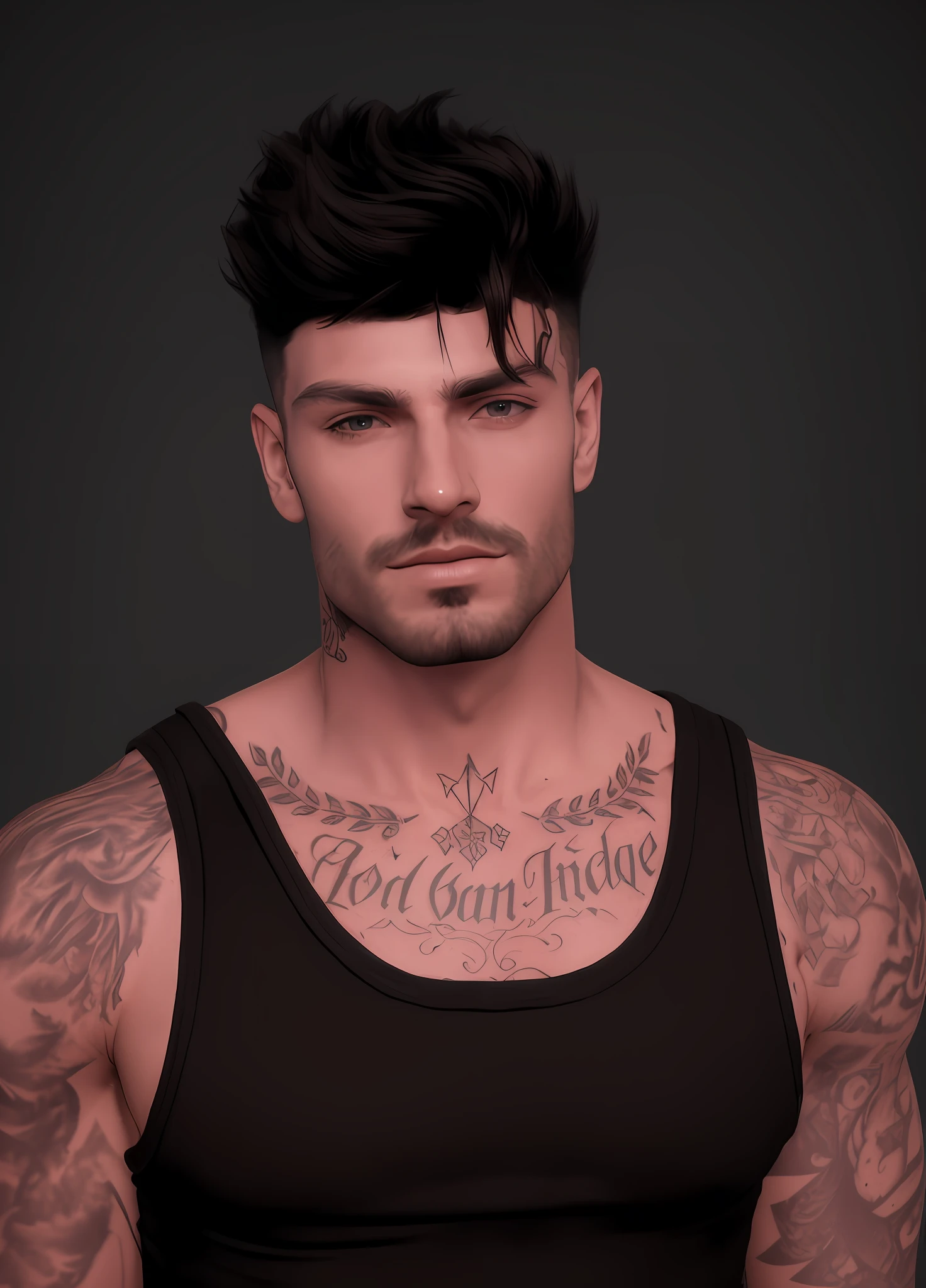 arafed man with a tattoo on his chest and chest, inspired by Dean Roger, christian, inspired by Ludovit Fulla, beautiful realistic upper body, inspired by Oliver Sin, with rune tattoos on the face, detailed skin, tattooed man, chest and face, shirtless :: high detail, inspired by Allan Linder, halfbody headshot