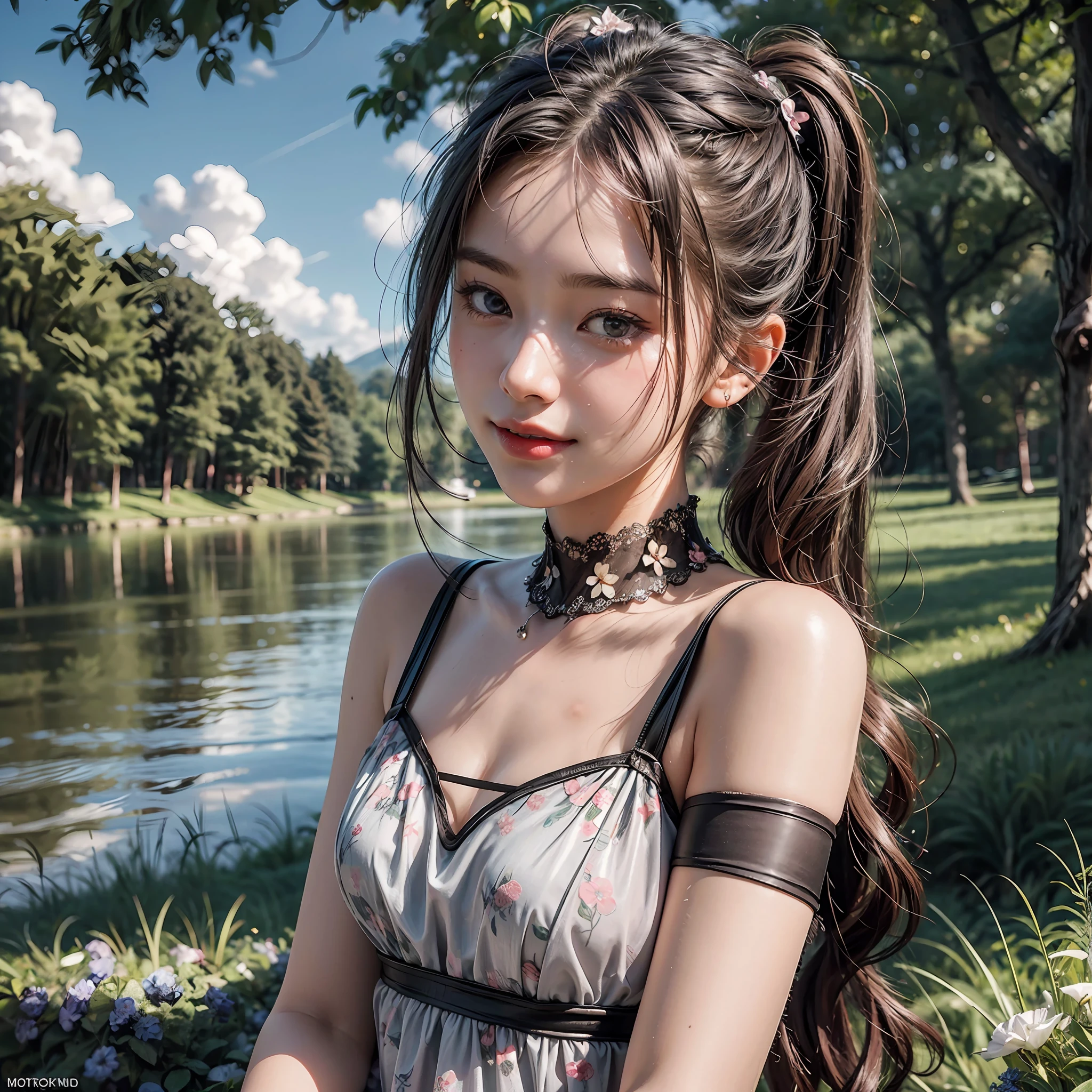 Masterpiece, best quality, , 18-year-old woman, cute adorable beautiful girl, short black pigtails, porcelain skin, smile, happy, see through dress,
(2girls), imminent kiss,
On the grass , beautiful public park , flowers bushes and trees,
photorealistic, photo, photorealism, photorealistic digital art trending on Artstation 8k HD high definition detailed realistic, detailed, skin texture, hyper detailed, realistic skin texture, armature, best quality, ultra high res, photorealistic,, high resolution, detailed, raw photo,
