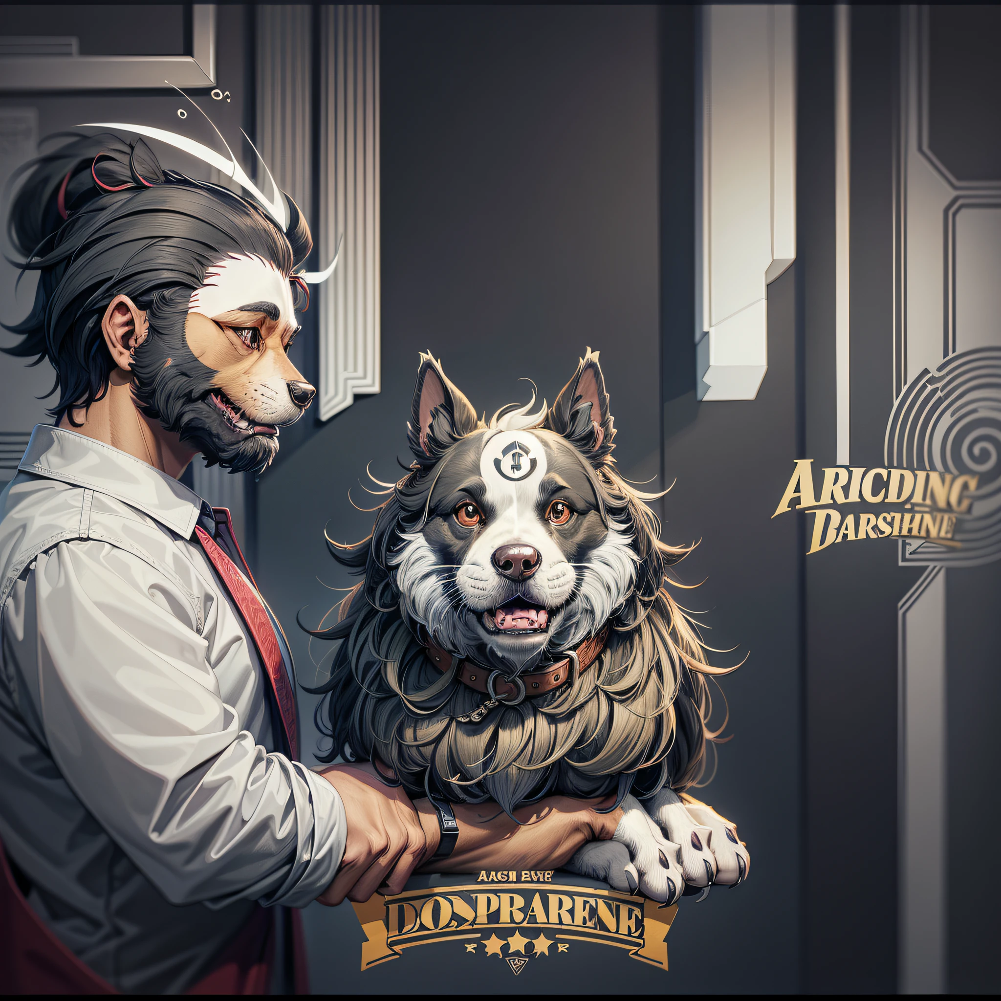 a dog barbershop, logo, vector, line art, design, inspired, straight, symmetry --auto --s2