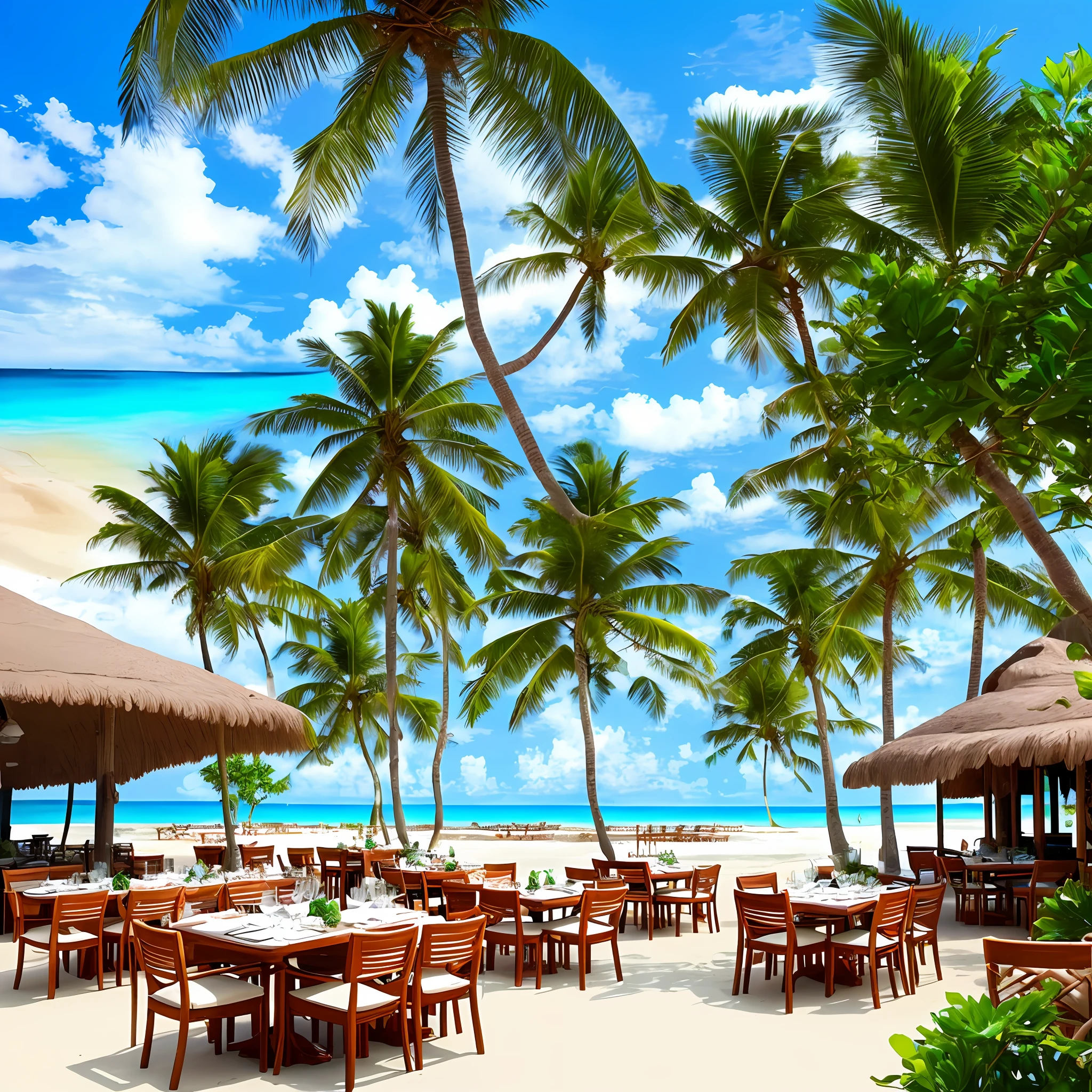 Italian restaurant on a tropical beach on a fictional Fiji island