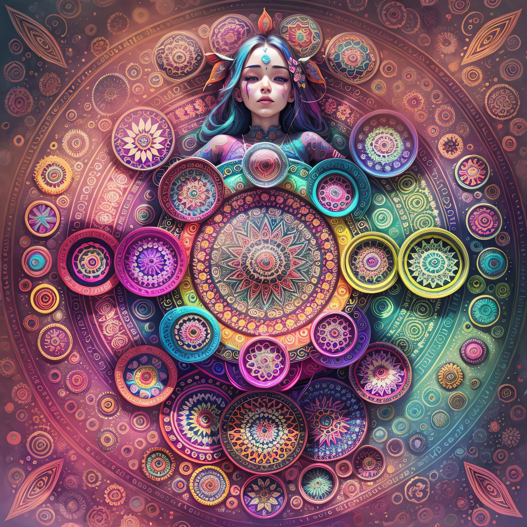 woman's body with, saturated colors, psychedelic image, LSD, mandala, fractral, fantasy --auto --s2