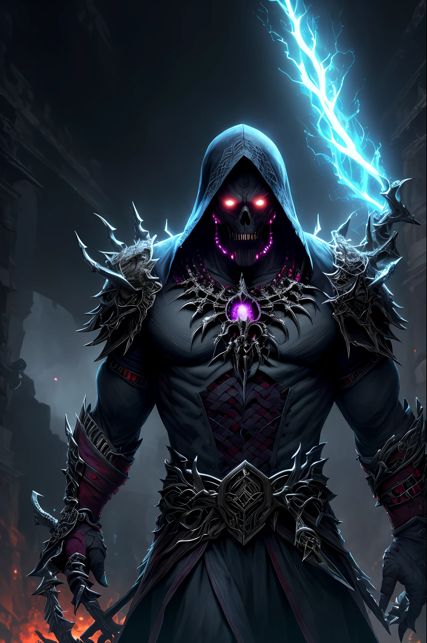 (extremely detailed 8k wallpaper), a medium shot photo of a fearful necromancer, intricate, high detail, dramatic