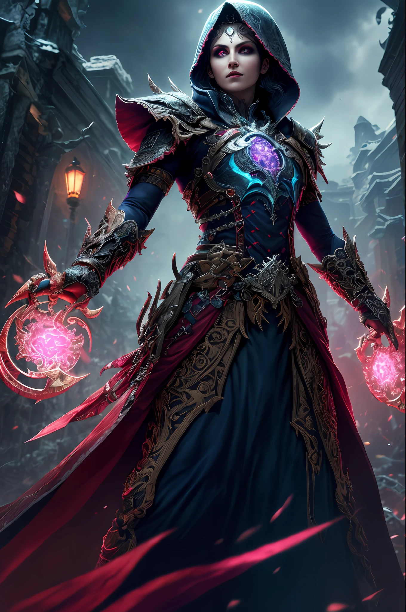 (extremely detailed 8k wallpaper), a mid-shot shot shot of a brave, intricate, high-detail, dramatic necromancer