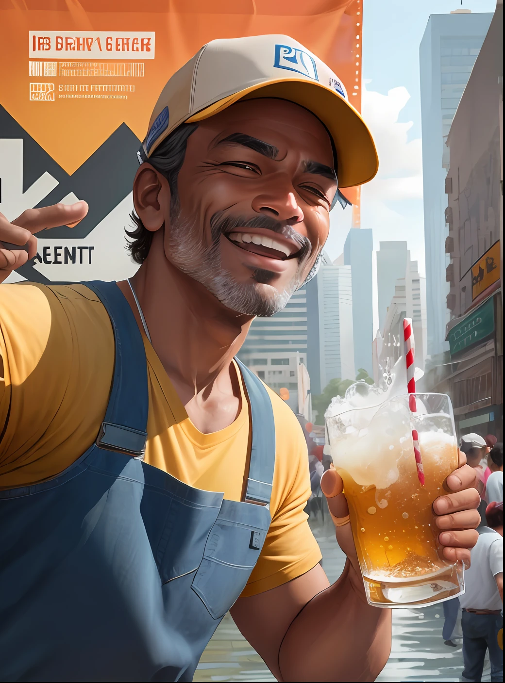 Brown man drinking beer