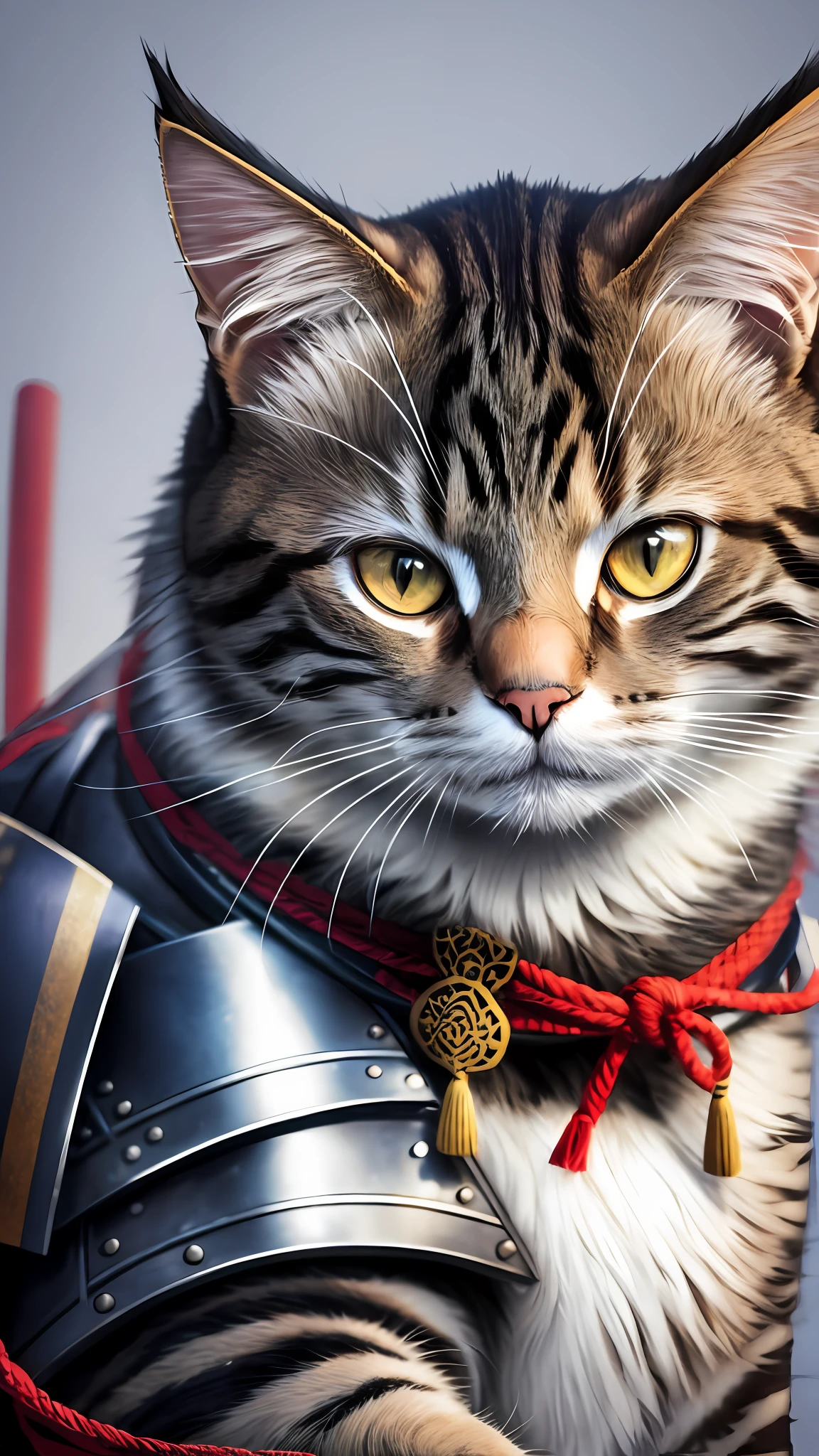 cat in samurai armor, realistic, 8k, --auto --s2