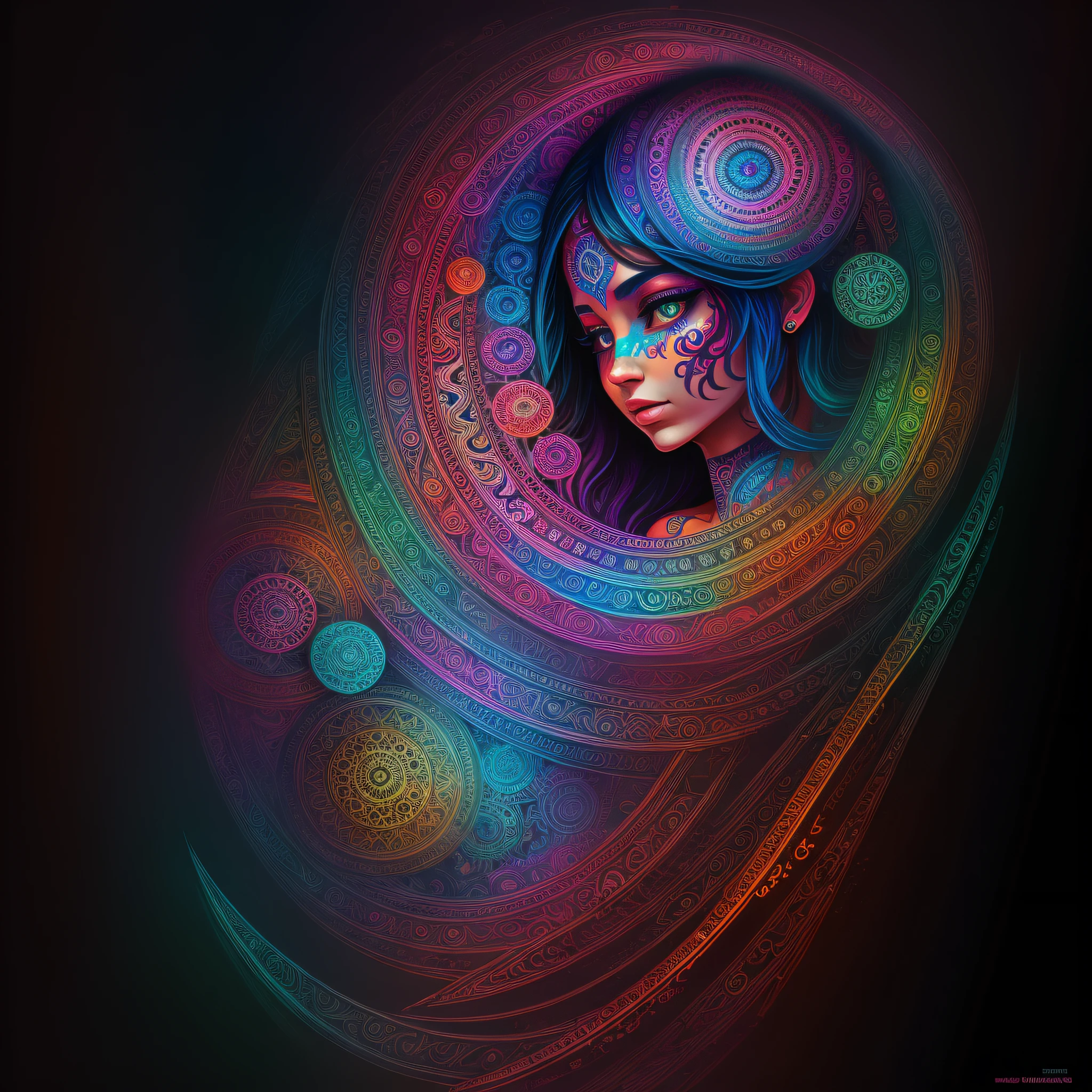 open-legged woman, saturated colors, psychedelic image, LSD, mandala, fractral, fantasy, tattoo, painted body --auto --s2