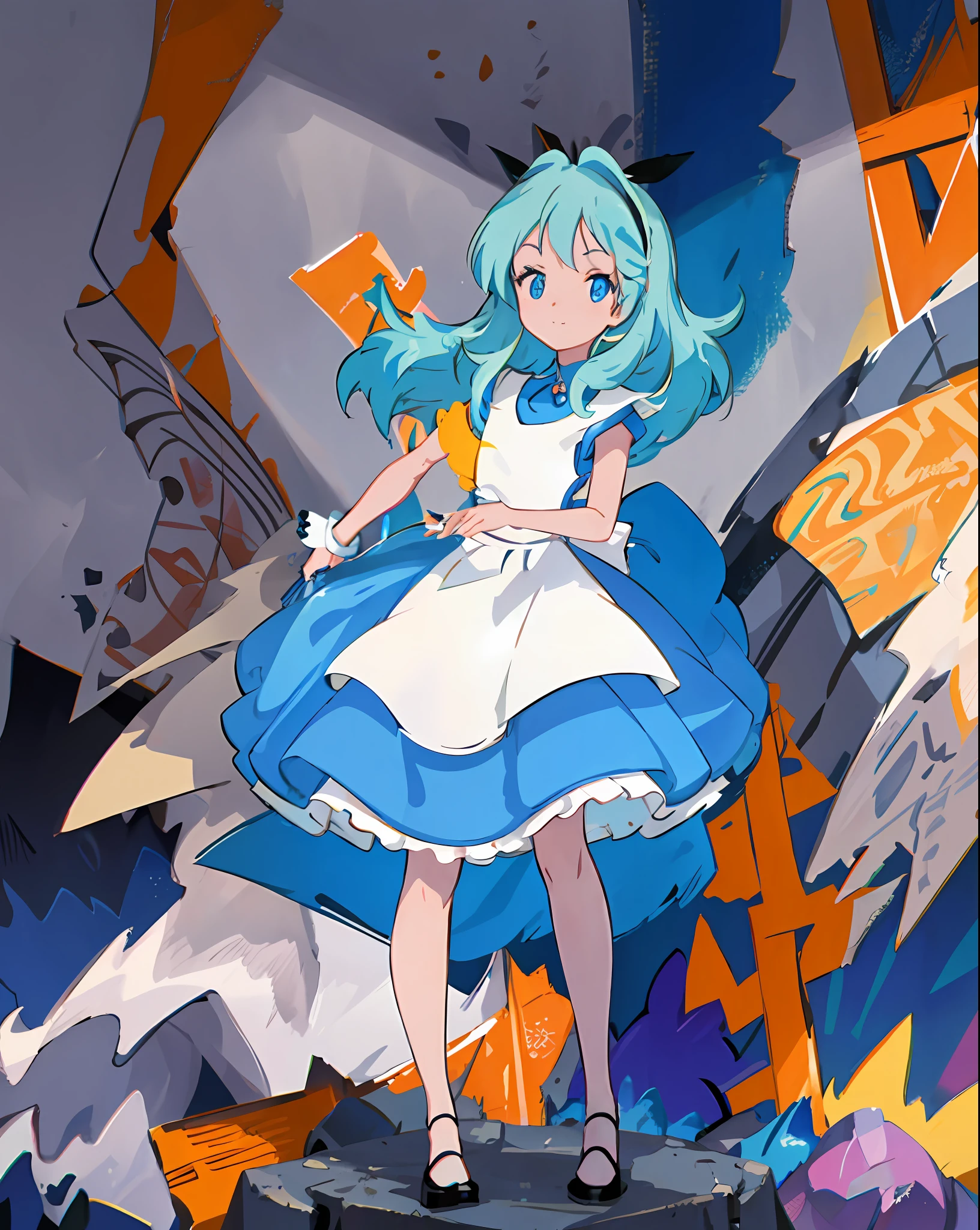 anime character leaning on car door with back window open, an retro anime image, inspired by Alice Prin, alice from alice in wonder land, anime", alice, cel shaded anime, shaded animation cel, anime cel, anime, from alice in wonderland, in the art style of 8 0 s anime, art deco outrun anime aesthestic, like alice in wonderland((masterpiece)),  ((best quality)), ((ultera-detailed)),(solo),(full body: 1.35),(cowboy shot),long shot,full shot,(dynamic angle),album,(error),(1girl: 1.3), , long hair, (solo: 1.2),,(detailed and beautiful face: 1.2),(++++(detailed and complex eyes)////),medium chest,[[[[muscle]]],(painting),((shaggy hair),colored hair,striated hair), bare shoulders, (streetwear),necklace,((holding present)), night,(neon light),light smile,looking at the viewer,
bad calligraphy, ((Graffiti background)), (Dim scene), (Complex and messy fluorescent street graffiti on (wall: 1.2)), Hip-Hop style, Cool and fashion hoodies, contour deepening, comics, Double exposure, (Chromatic aberration), Light leaks, Noise and grain, Color degradation, design, art, abstract art, geometry, clear lines, squares, bright, limited palette