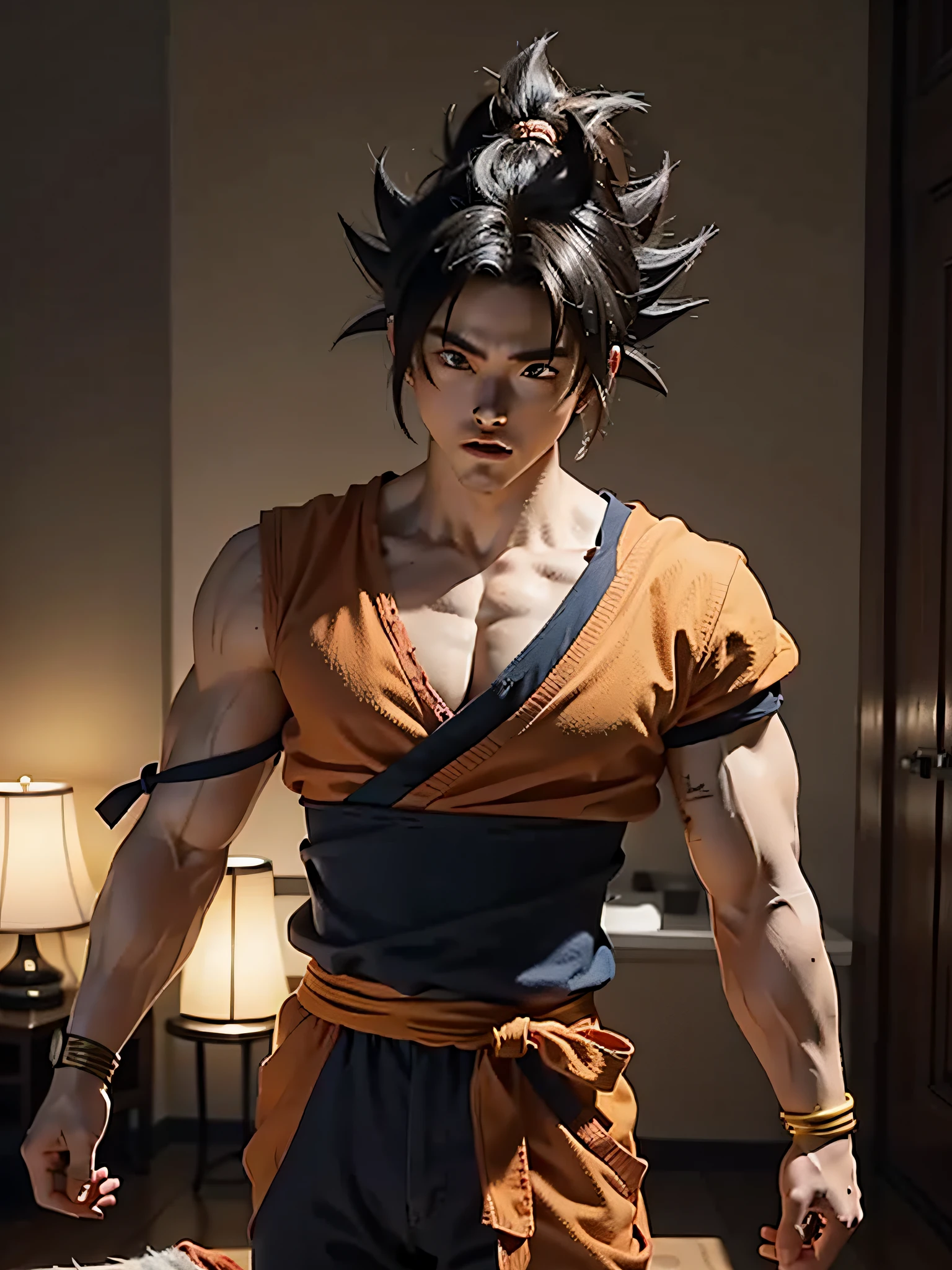 Goku DBZ (male:1.2) (bodybuilder:0.8), masterpiece, photorealistic