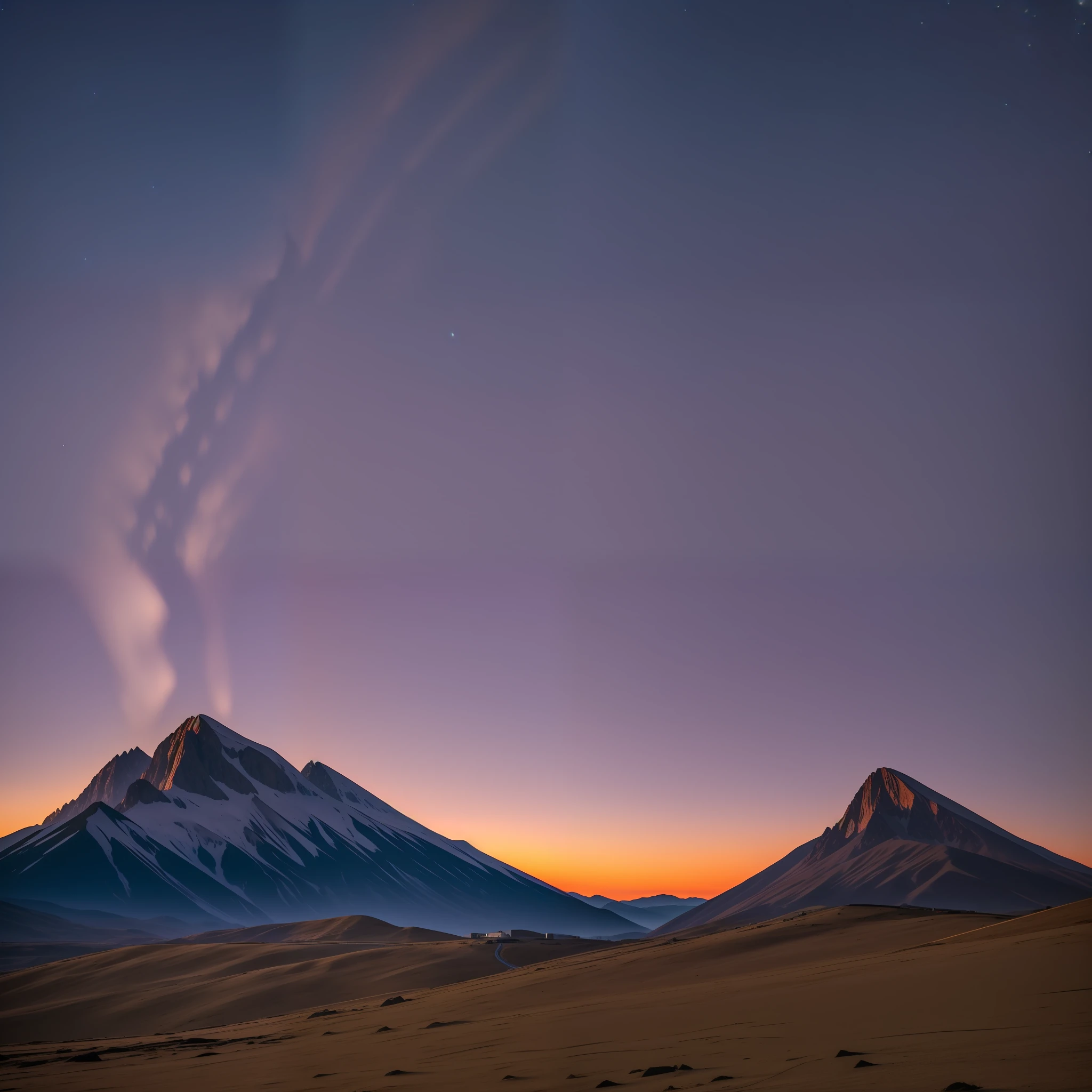 UFO sproxima between two mountains, lights turning, dusk, 5 p.m.,