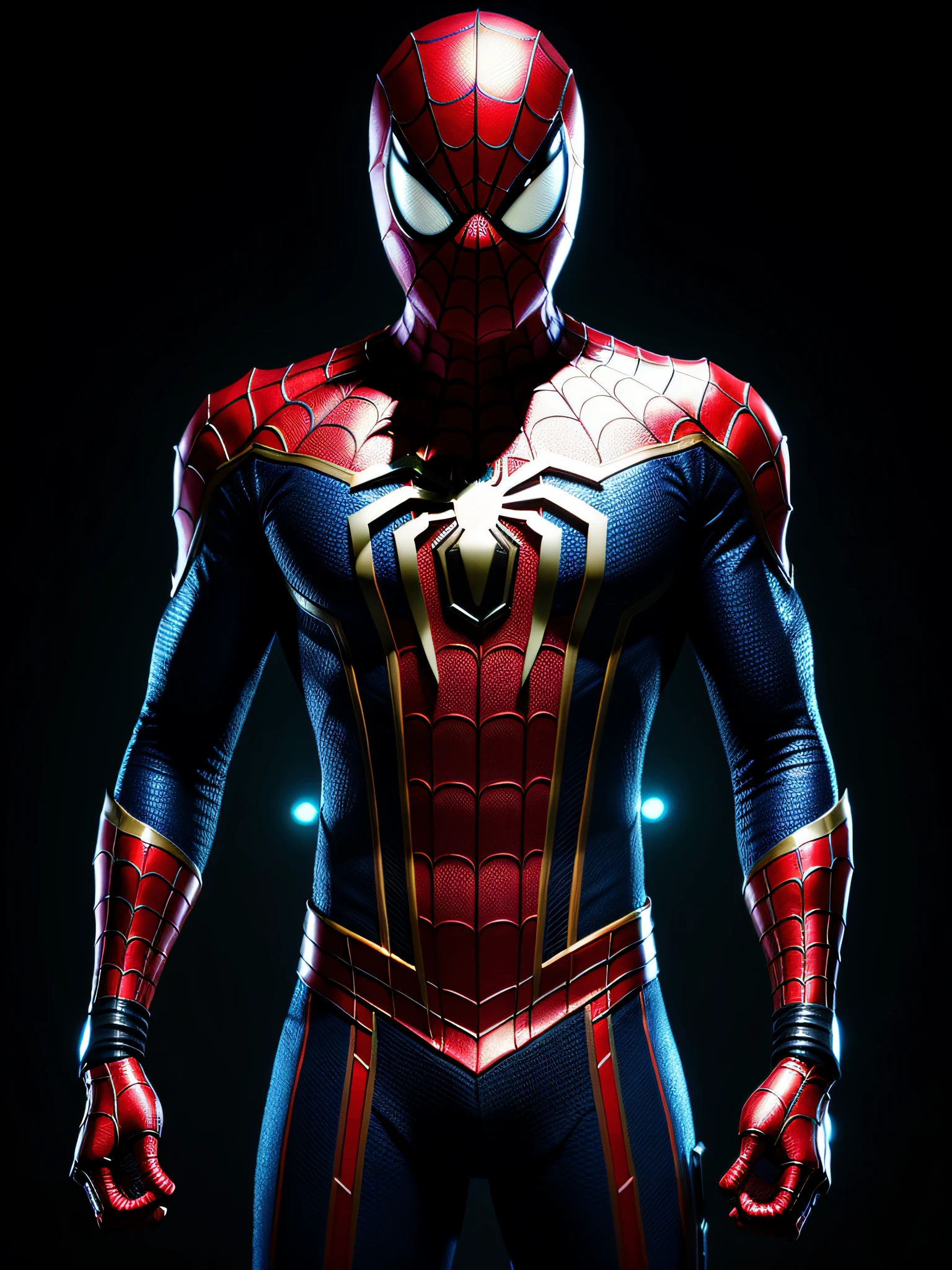 midjourny-v4 style, Professional Photoshot medium a spiderman perfectly played by gwen Stacy with highly detailed intricate cybernetics outfit, highly detailed beautiful face, standing in darkness with black particles surrounded the body, proportional body shape + perfect anatomy, symetrical dynamic pose, volumetric shadow, neon glowing dust particles effect + detailed particles, full hd render + 3d octane render + unreal engine 5 graphic 4k UHD + immense detail + dramatic lighting + well lit + intricate + fine details + octane render + Ray tracing + 8k + sharp focus + high vibran contrast, in the style Marvel style, trending on ArtStation