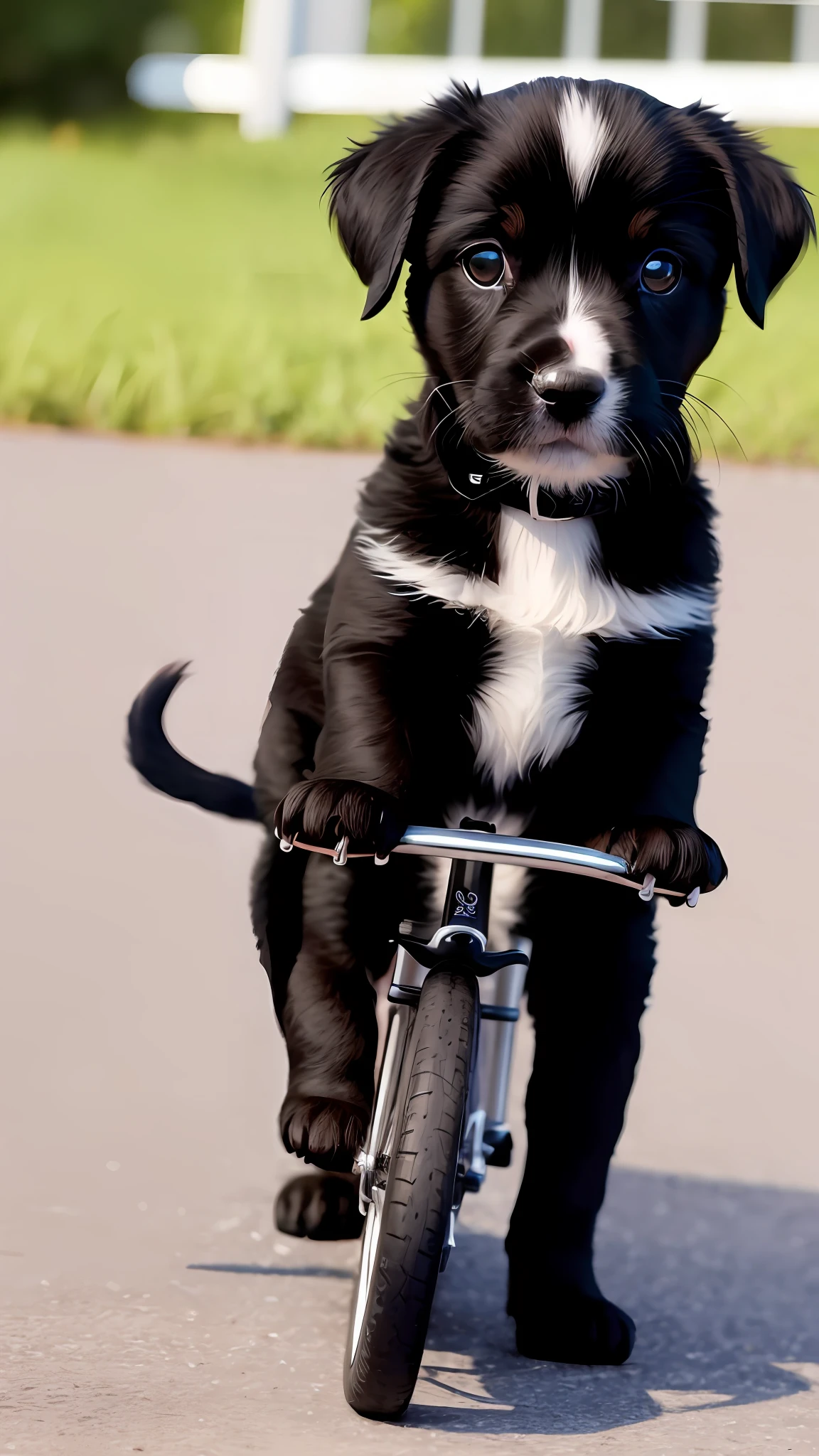 Puppy cycling, cute, small, black
