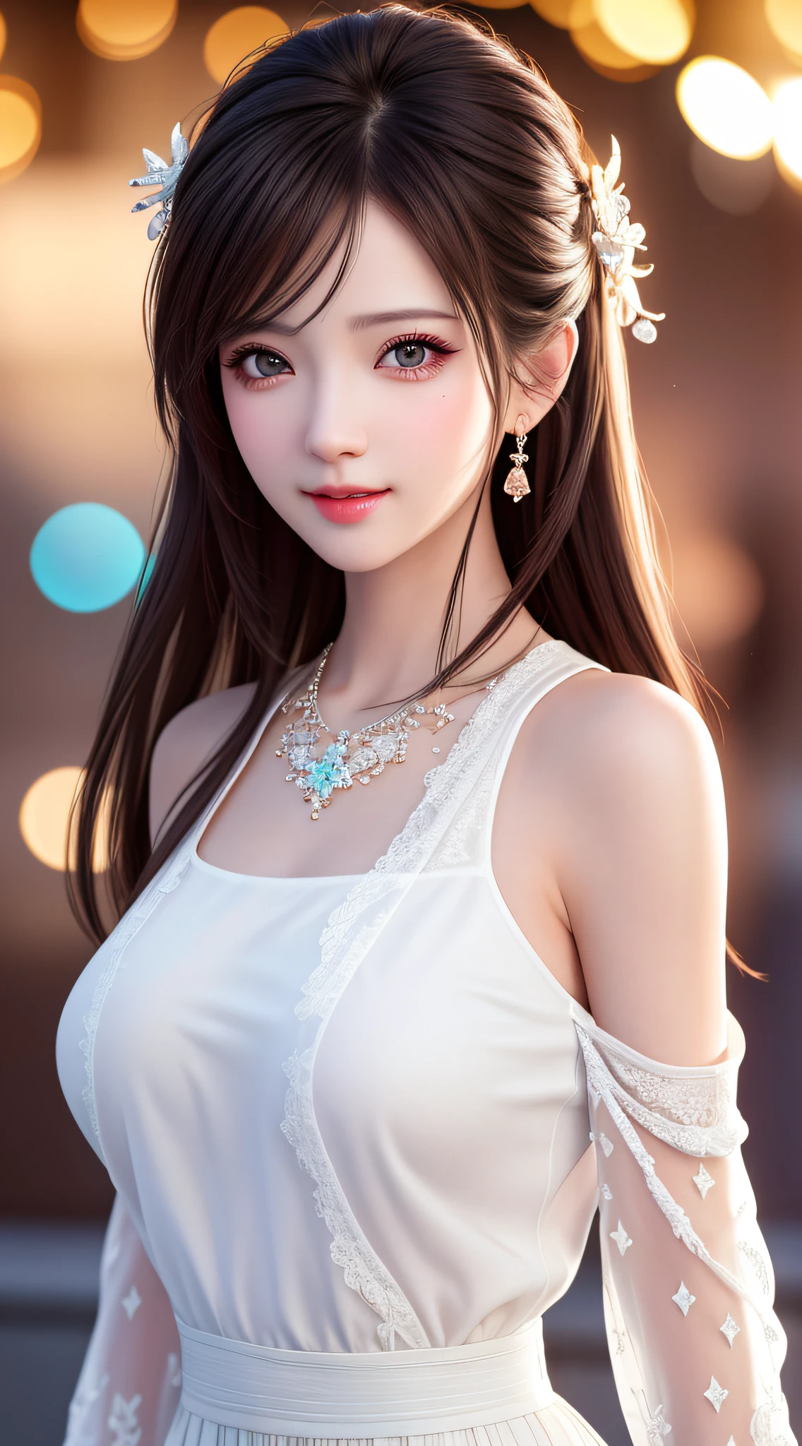 Fashionable, beautiful face, realistic, detailed skin: candid shot, photo, high resolution, 4k, 8k, bokeh, sexy, big breast, temperament