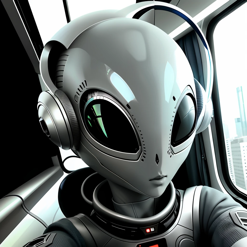 Alien friend grey selfie