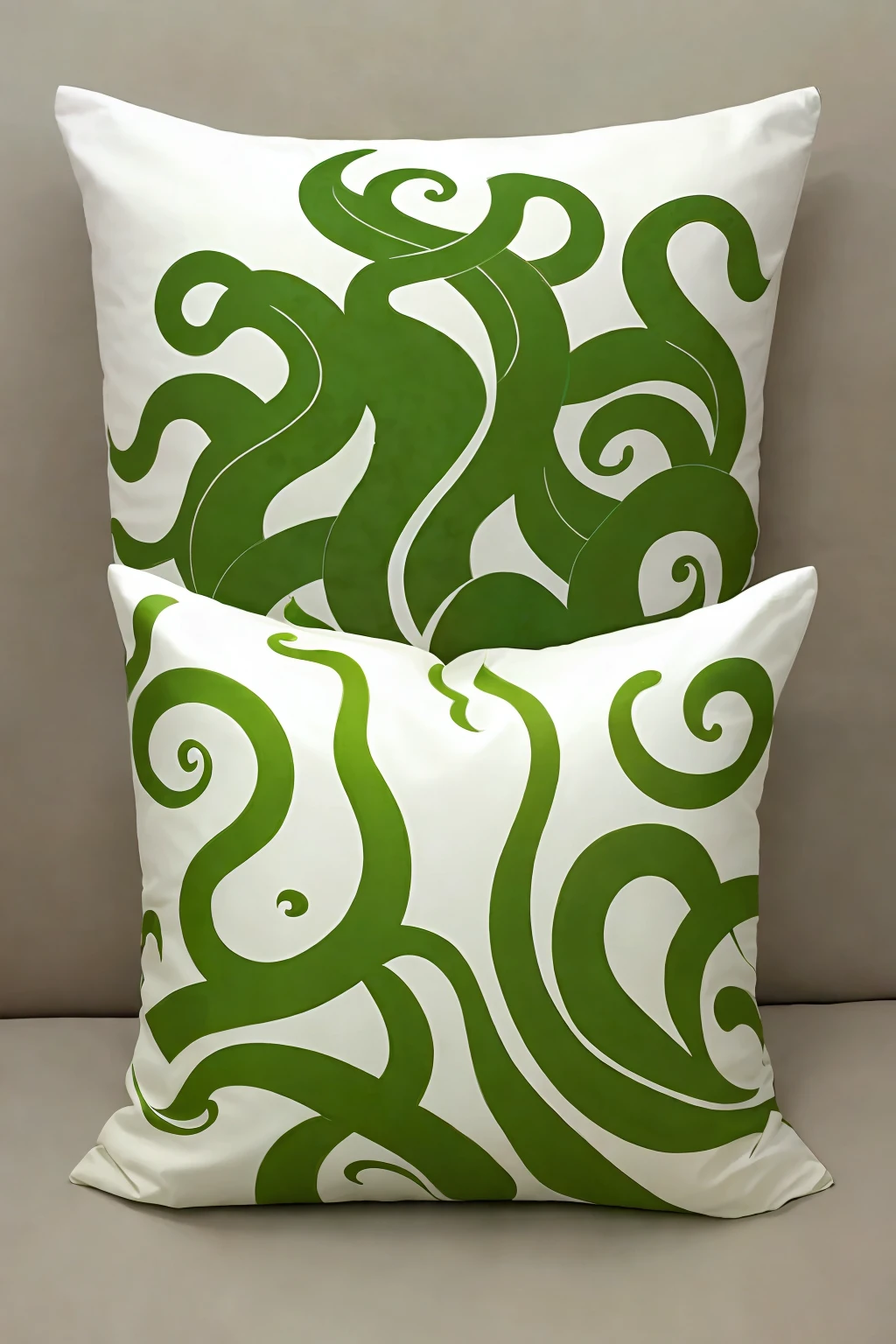 A white pillow, Green tentacles coming out of it,