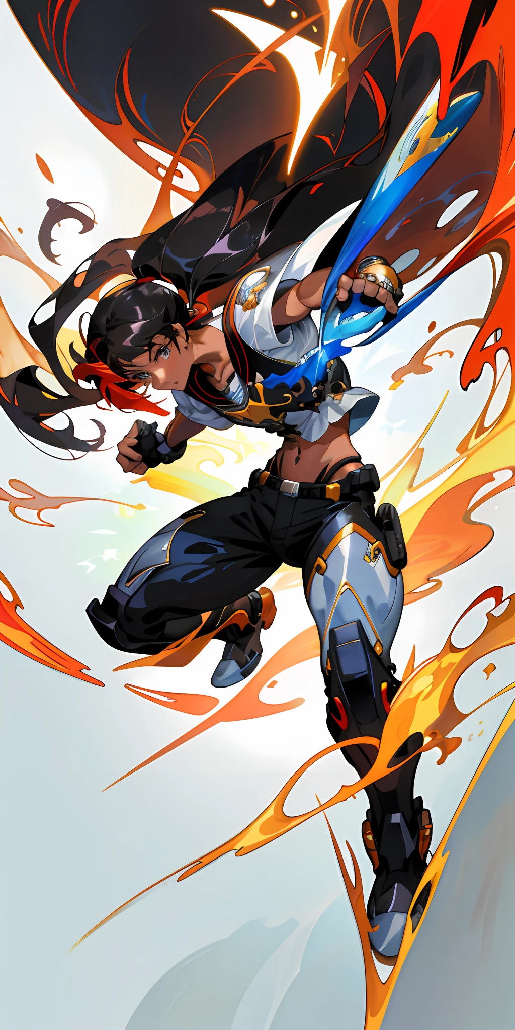 ::Kennedy and Daniel Sampere::2.0 Anime man illustration style, tatoon style, comic book style, , ultra detailed and in various full-body attack poses, (beautiful and clear background: 1.2),, fantastic paintings, graffiti style, flowers, highly detailed eyes, with a blouse underneath, with both fists in fighting position, and bracelets, fighting an enemy, with black hair, stained glass, outside, vibrant, alphonse mucha style, fantastic paintings by Joe Madureira, high quality, art, Ashley Graham Beautiful man with long red hair, freedom, soul, digital illustration, comic style, perfect anatomy, centered, approaching perfection, dynamic, highly detailed, watercolor painting, artstation, concept art, smooth, s (masterpiece, extremely_detailed_CG, 8k_wallpaper:1.2), serafuku black, dark skinned, white hair, sailor's collar, midriff, abs, _A_and_B, has blonde twintails and blue eyes, {masterpiece}, {extremely detailed}, Bgirl has short black hair and red eyes