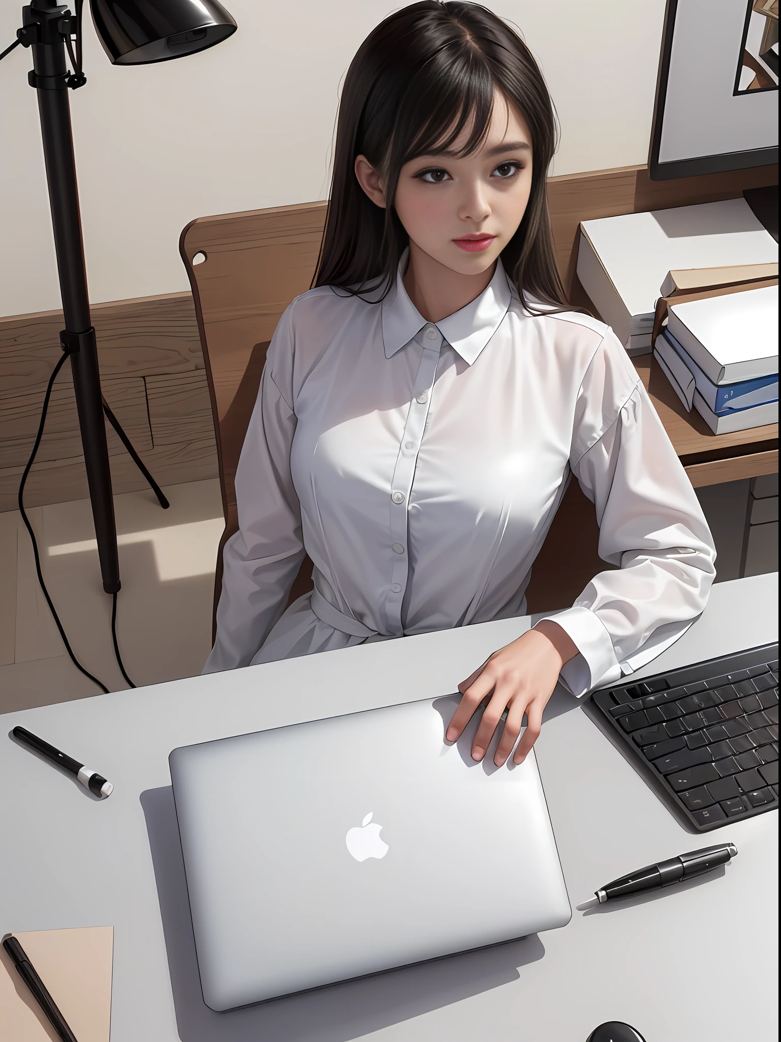 there is a laptop and a cell phone on a desk, working on a laptop at a desk, on a white table, on a desk, minimalist desk, clean and simple design, ornate designs on desk, pristine and clean design, stunning image, home office, minimalist home office, outstanding detail, on desk, console and computer, elegant study, crisp details, (hyperrealistic), (high resolution), (8K), (extremely detailed), (best quality), (ultra-detailed), (masterpiece),