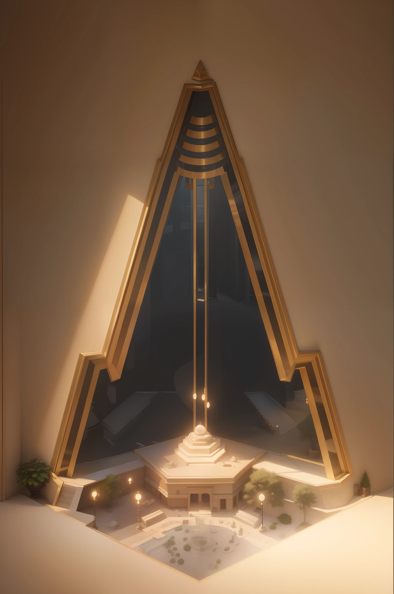 Hall, gorgeous, luxurious, palatial, the best quality, master peace), wide-angle lens, a magnificent hall, insidious elegance, (perfect composition, best exhibition, golden ratio), pastel colors, drama, trends in art stations, trends in CGSociety, symmetrical architecture, bright, soft light, bright, daytime, outdoor light, aerial view, high viewing angle, resplendence