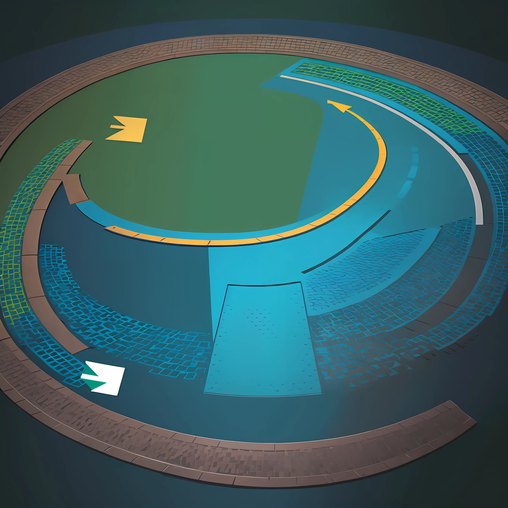 Logo combining arrows and road elements, using blue and green as the main colors, no text --auto --s2