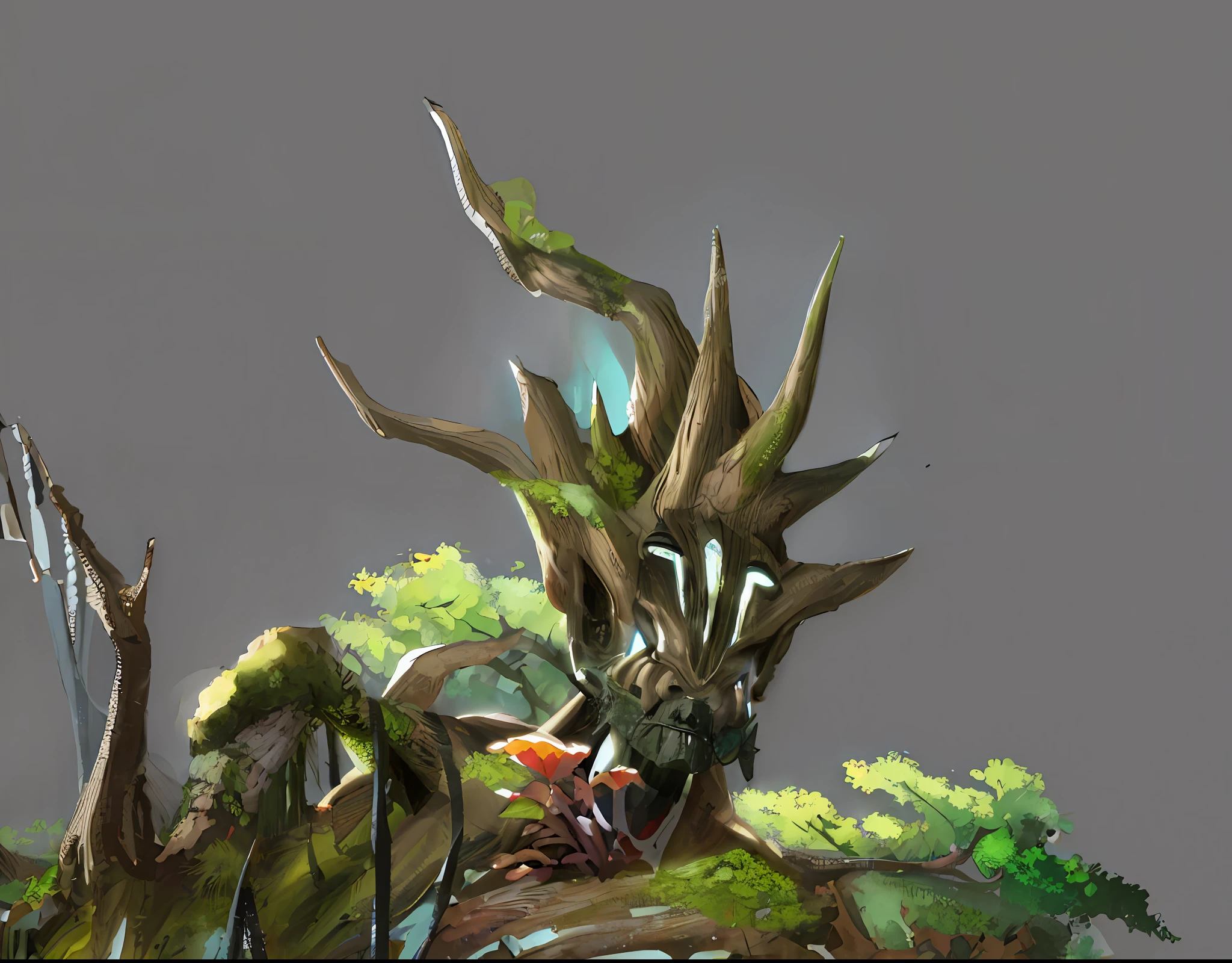 ((best quality)), tree people, tree head, complete, comfortable, reasonable structure, shocking, high detail, rich, 8k, green, trees, light and dark relationship reasonable, concept map, high detail, vivid,