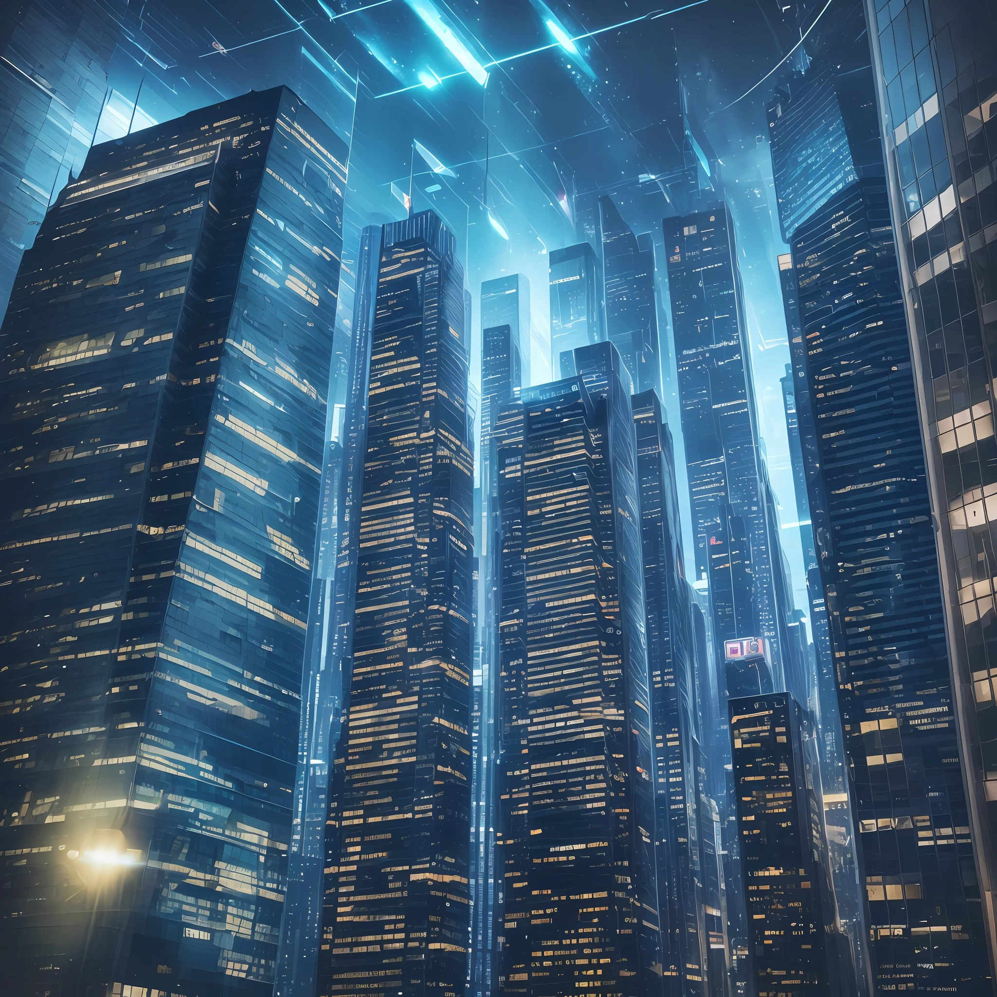 (Full shot: 1.4) Ultra-modern city background, dark blue sky, 3 tall alien images, sky floating all-seeing eyes, masterpiece, (realism: 1.4), best quality, beautiful light, woven hairstyle, ray tracing, (very detailed background, busy background: 0.8), earth in background, clear focus, volumetric fog, 8K UHD, DSLR, high quality, film grain, photo realism, lomography, in (Huge Metropolis in Future Dystopia), seen from below, translucent, (HDR: 1.2), March --auto --s2