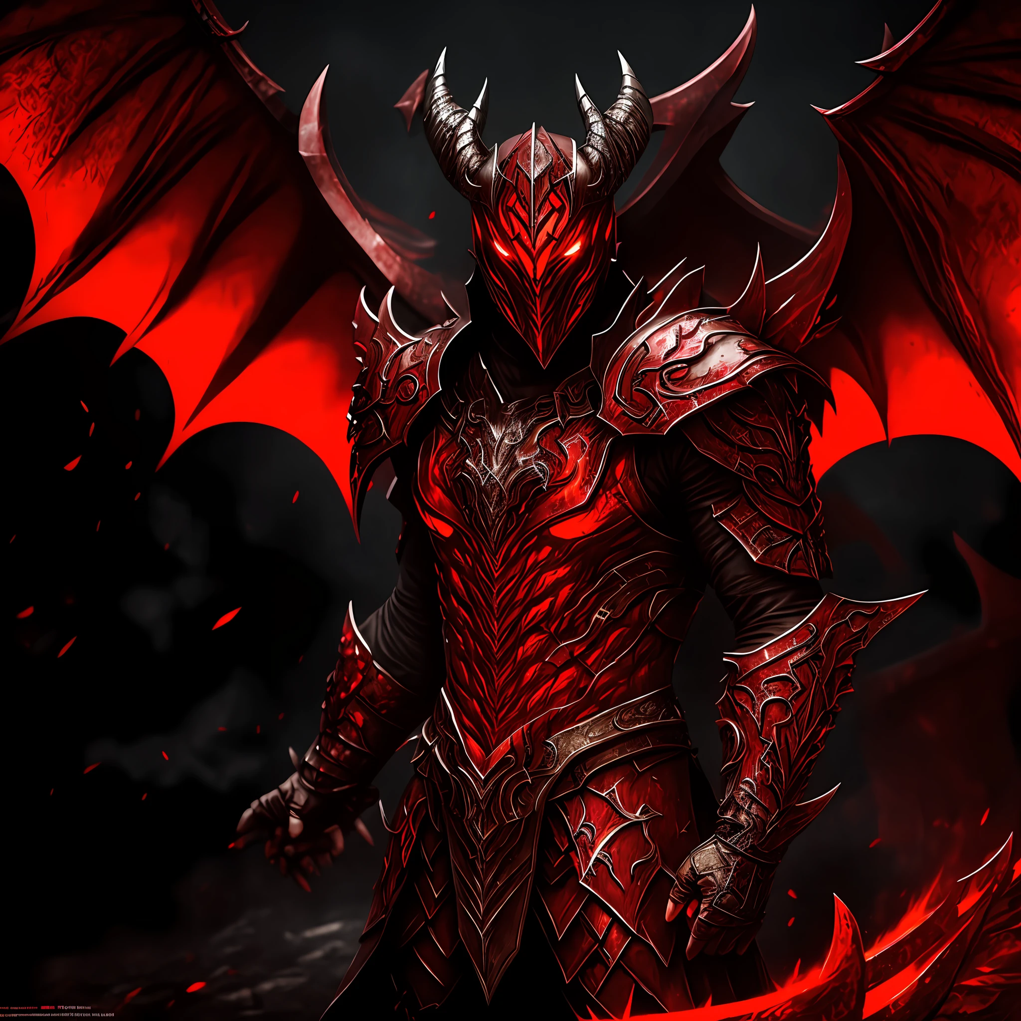 Beserk demon armord red detailed,guts, anime beserk, dragon wings,concept art,wallpaper,