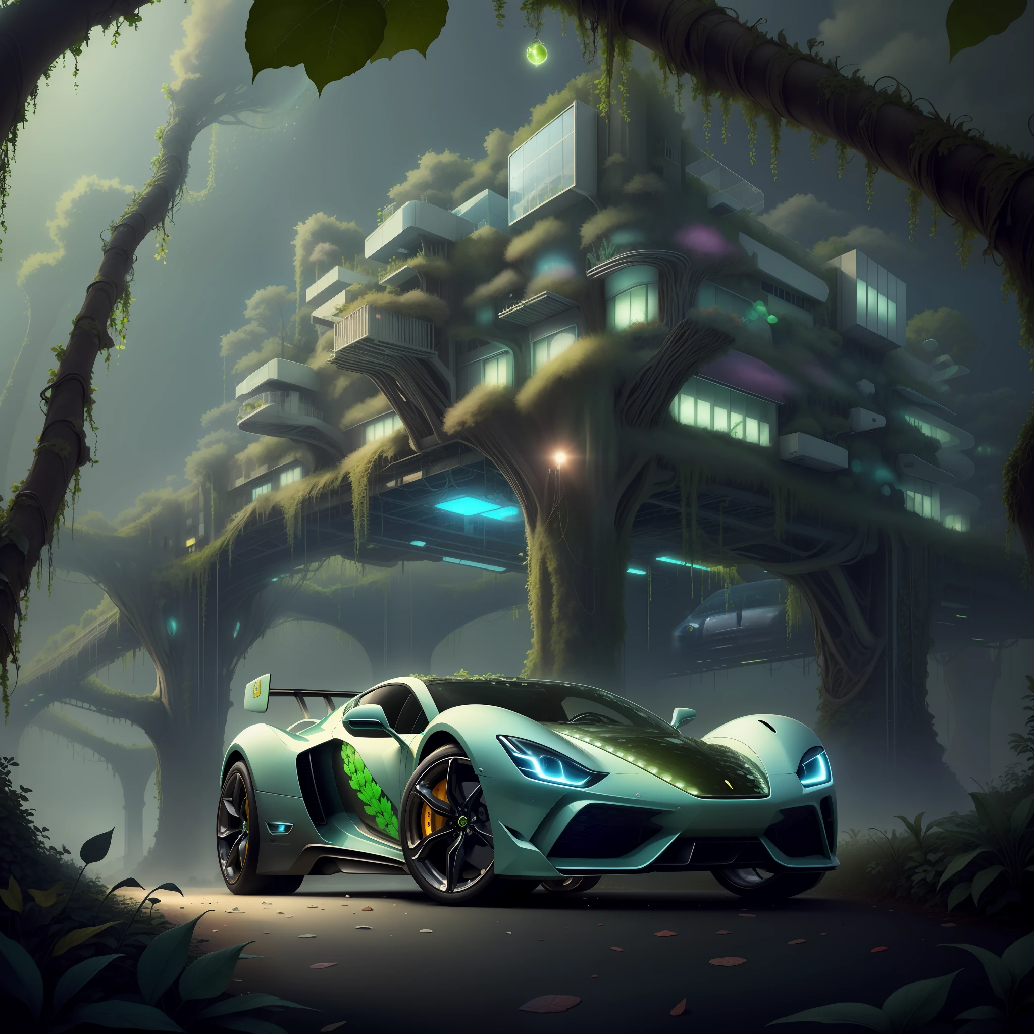 biophylltech, glass, fully-organic,bio, bioluminescent, utopia,
highway, sports car, ferrari,