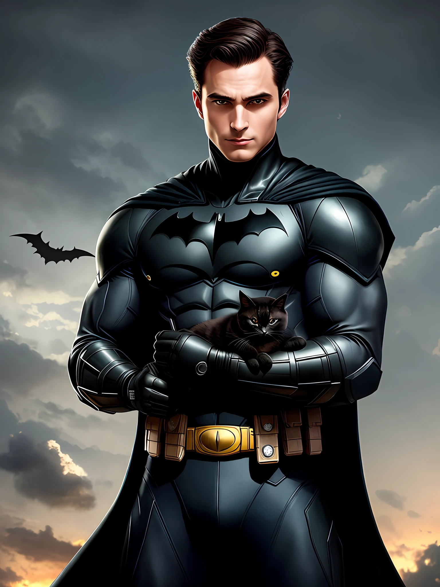 Symbol of Batman as called in the midst of the clouds