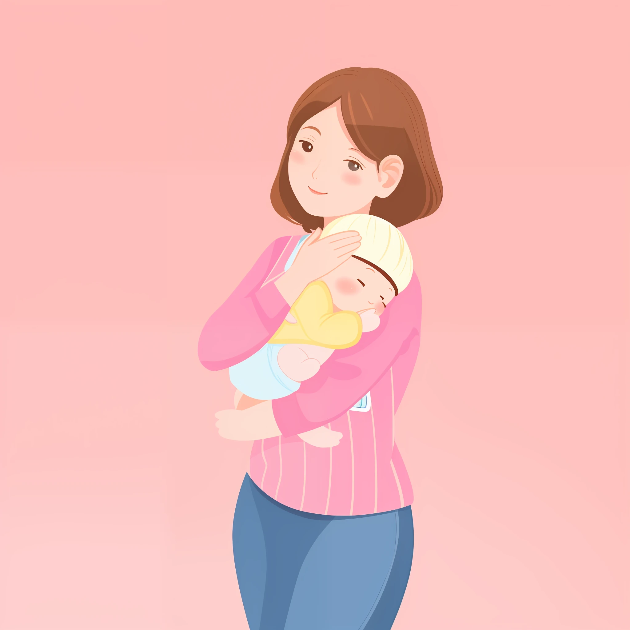 There is a woman holding a , cartoon style illustration, detailed 2D illustration, 2D illustration, 2D illustration, woman holding another woman, 2.5d illustration, mother, flat illustration, cute illustration, cartoon illustration, mother photography 4k, maternity feeling, soft anime illustration, matte digital illustration, 2d matte illustration