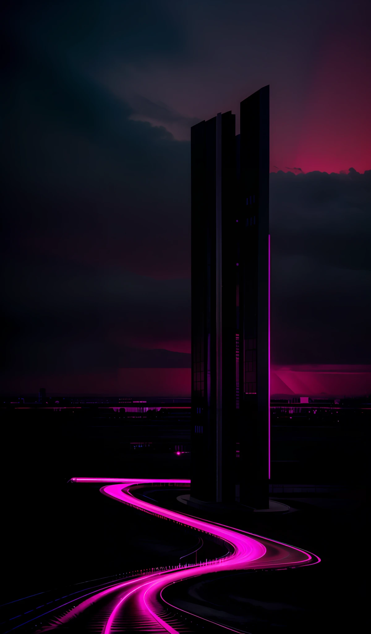 New Chinese style sunset and pink lines in ominous resonance monochrome artwork style, Felicia Simion, digital art technology light black and magenta, tumbling shimmer black and orange - Q2 - S750 - V 5.