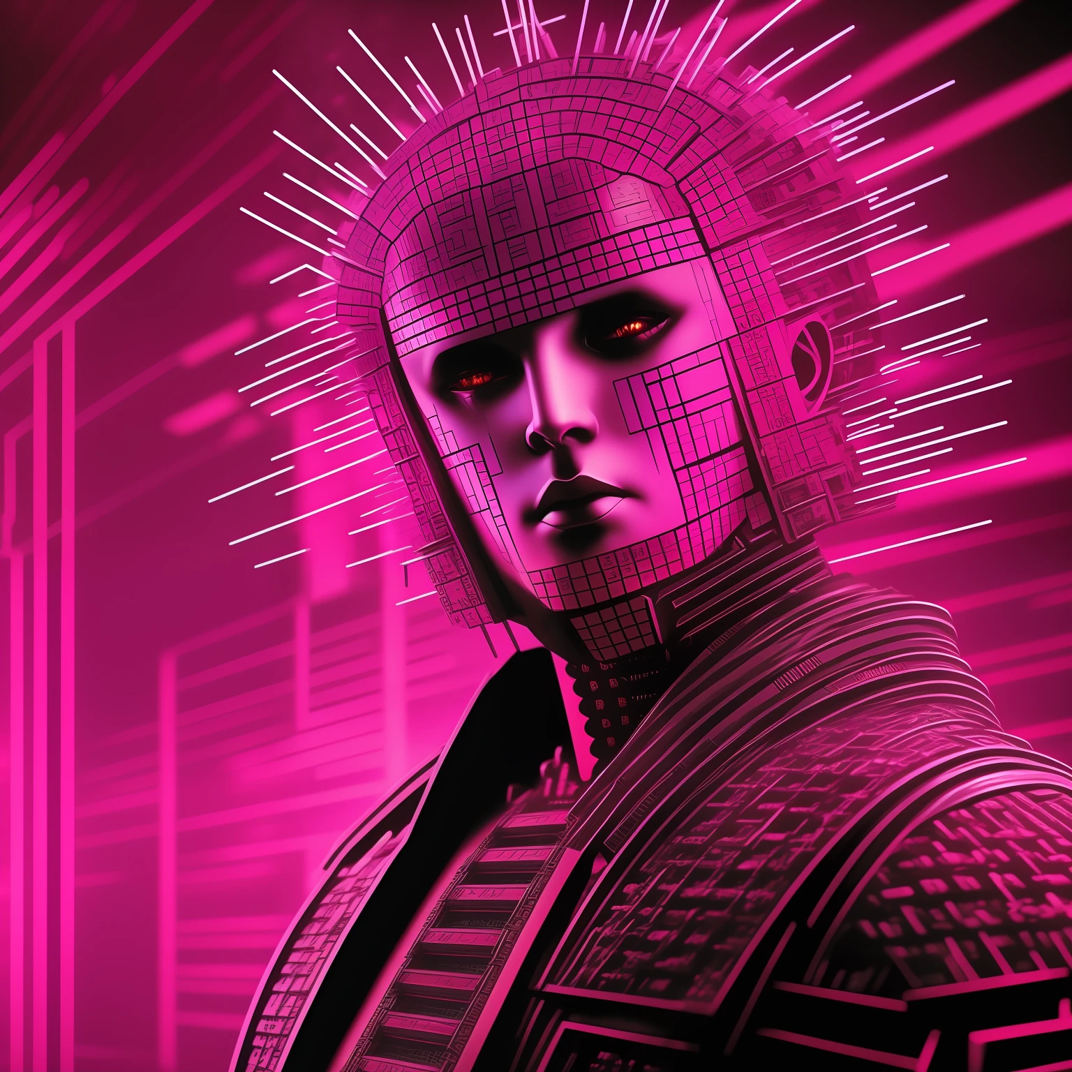 A Niji image in Cyberpunk, Hellraiser --auto --s2