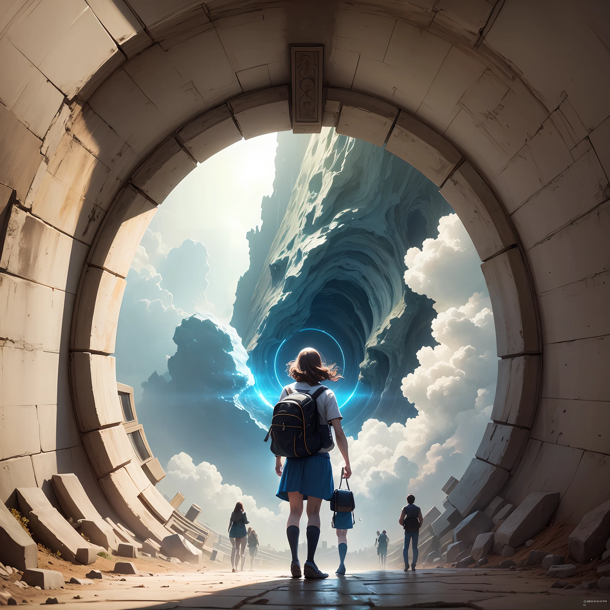 A portal to another diemension with people looking --auto --s2