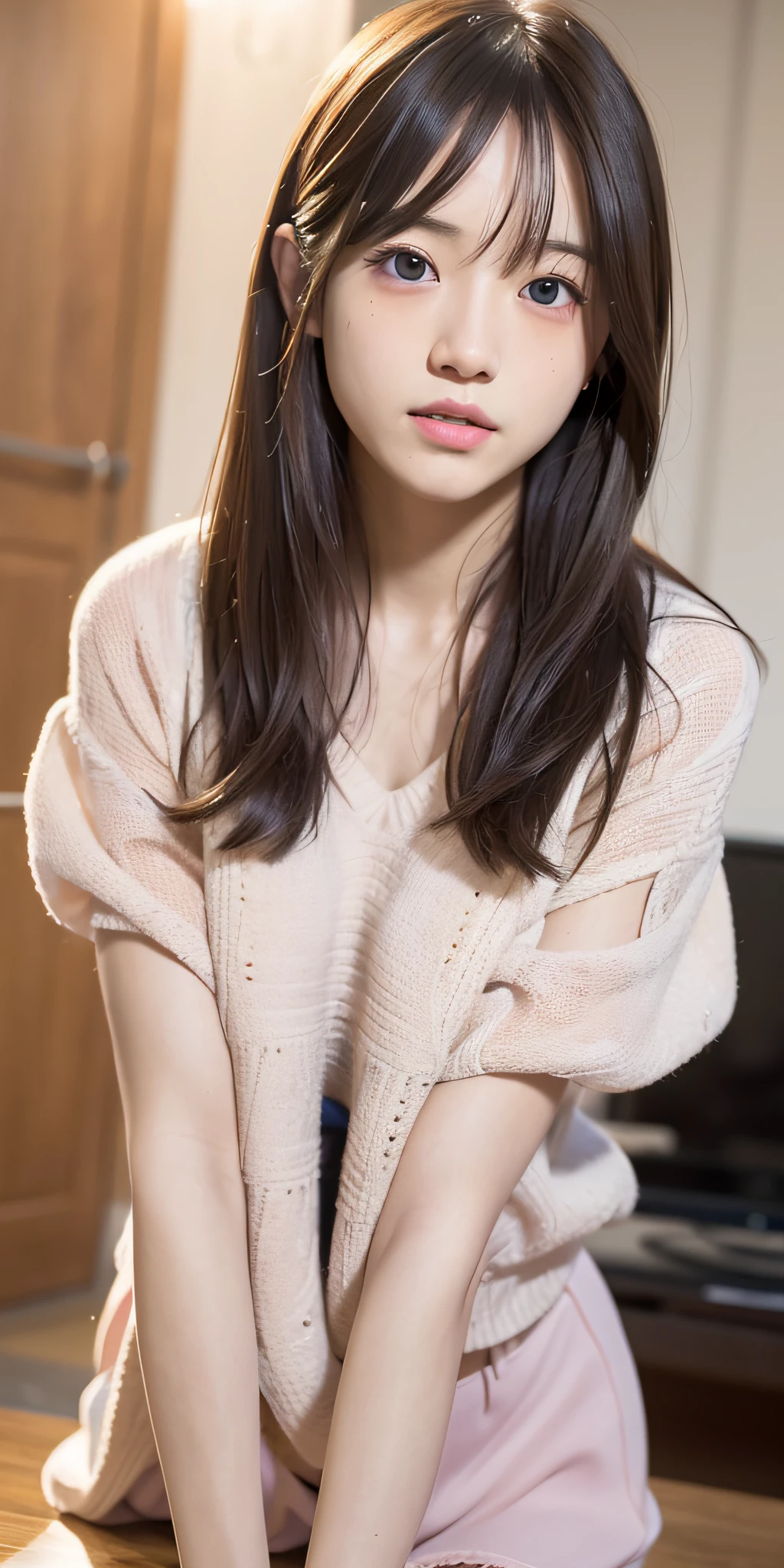 mix4, 20d, Solo, long_hair, Nanase Nishino, Haruka Kaki, Face down, (8K, RAW photography, best quality, masterpiece:1.2), (Realistic, Photorealism: 1.37), Professional Lighting, Photon mapping, Radiosity, Physically Based Rendering