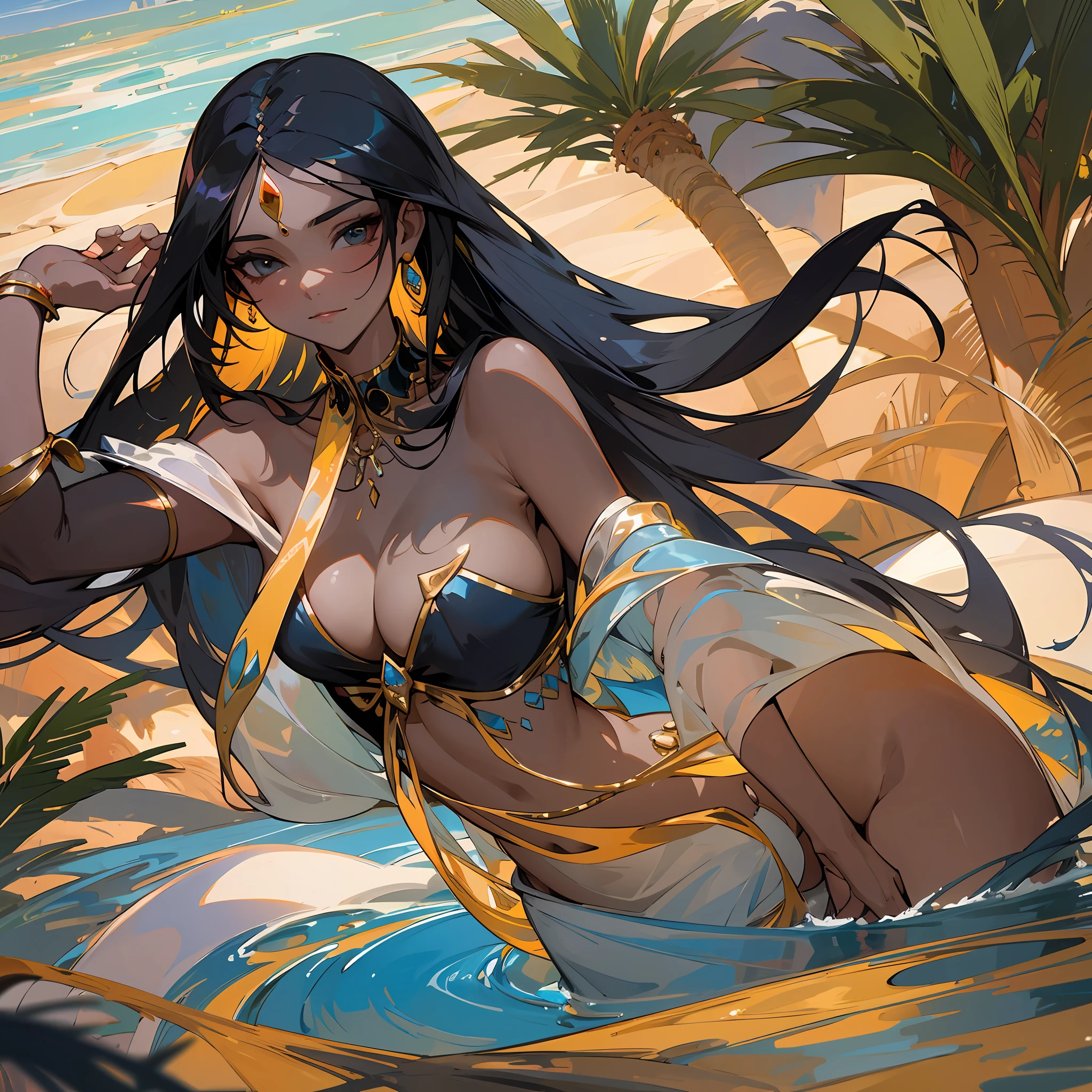 Odalisca in the Oasis

User
Describe an odalisque in an oasis in a paragraph 

ChatGPT
In the midst of the scorching heat of the desert, the exuberant figure of an odalisque, seductive and mysterious emerges. Her black hair cascades over her shoulders, contrasting with her sun-gilded skin. Dressed in colorful costumes and adorned with gleaming jewelry, she stands out in the arid landscape as an oasis of beauty. His eyes, deep and enigmatic, sparkle with the promise of secrets kept for centuries. She dances with mesmerizing grace, her fluid movements mimicking the ripples of the dunes in the wind. Around him, the palm trees seem to bow in reverence, while the soft murmur of the waters of a nearby fountain accompanies his seductive dance. The odalisque personifies the very essence of oriental charm, evoking images of lust, mystery and pleasure in a lost oasis in the heart of the desert. --auto --s2