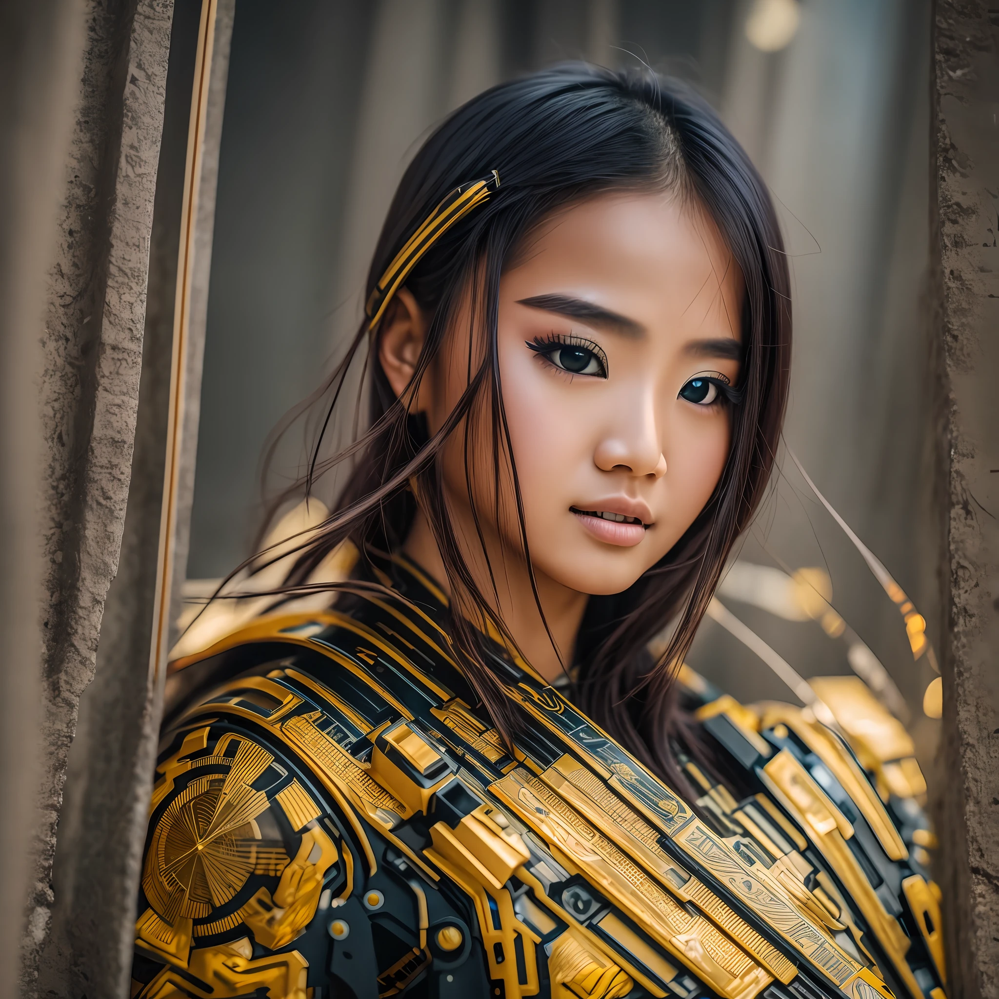 Beautiful asian girl in a futuristic landscape 8k, uhd, severe low lighting, high quality, sharp focus, fujifilm XT3 --auto --s2