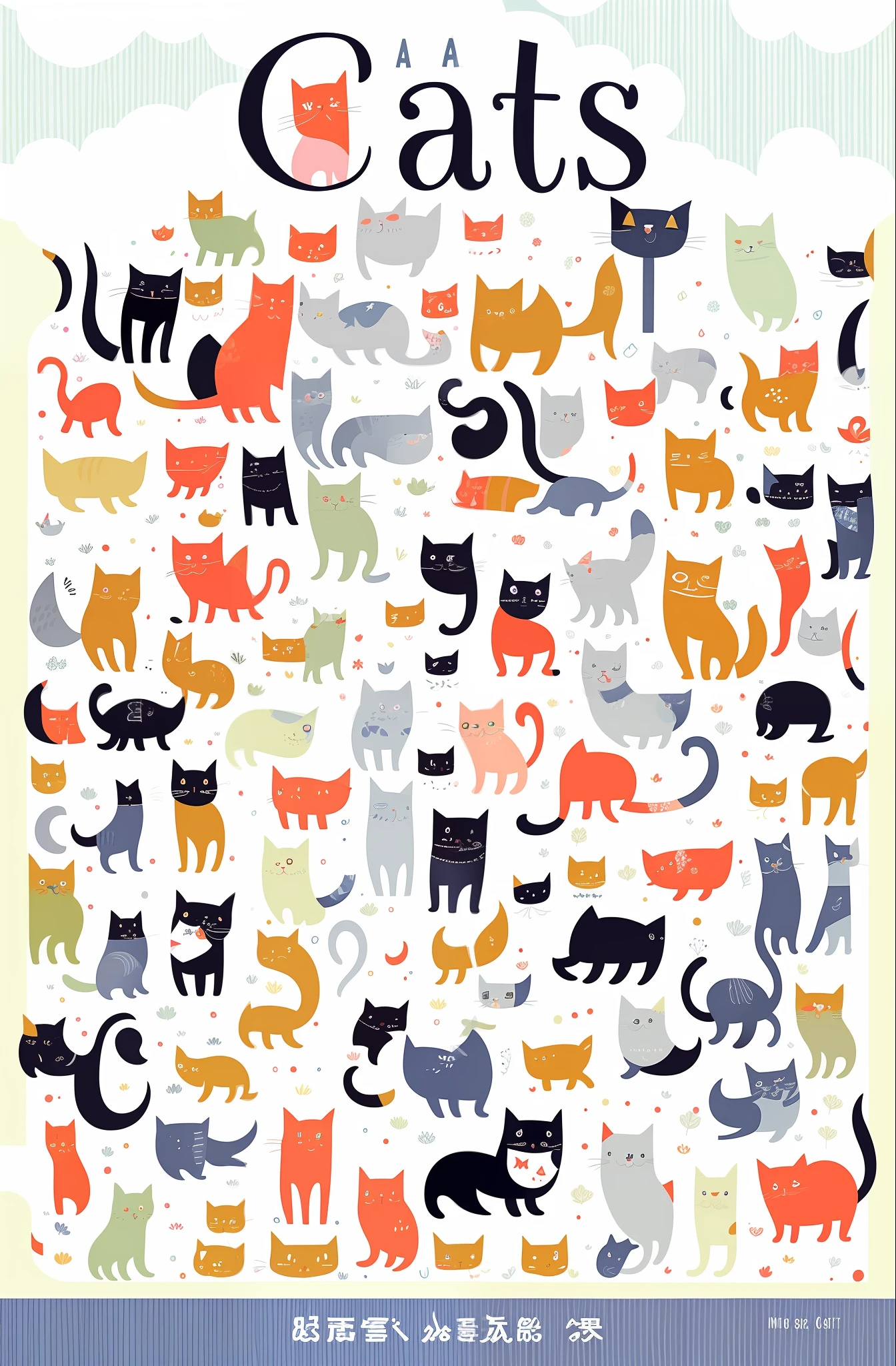 a book cover with cats and other cats on it, catscatscats, cats! are around, !!!! cat!!!!, cats, cats cat dreamcats, cats party, cat design, cute cats, cat cat dreamcats, !!! cat!!!, cute artwork, by Ina Wong, microscopic cat, cute illustration, cat ears and cat tail!, meeting of the cats