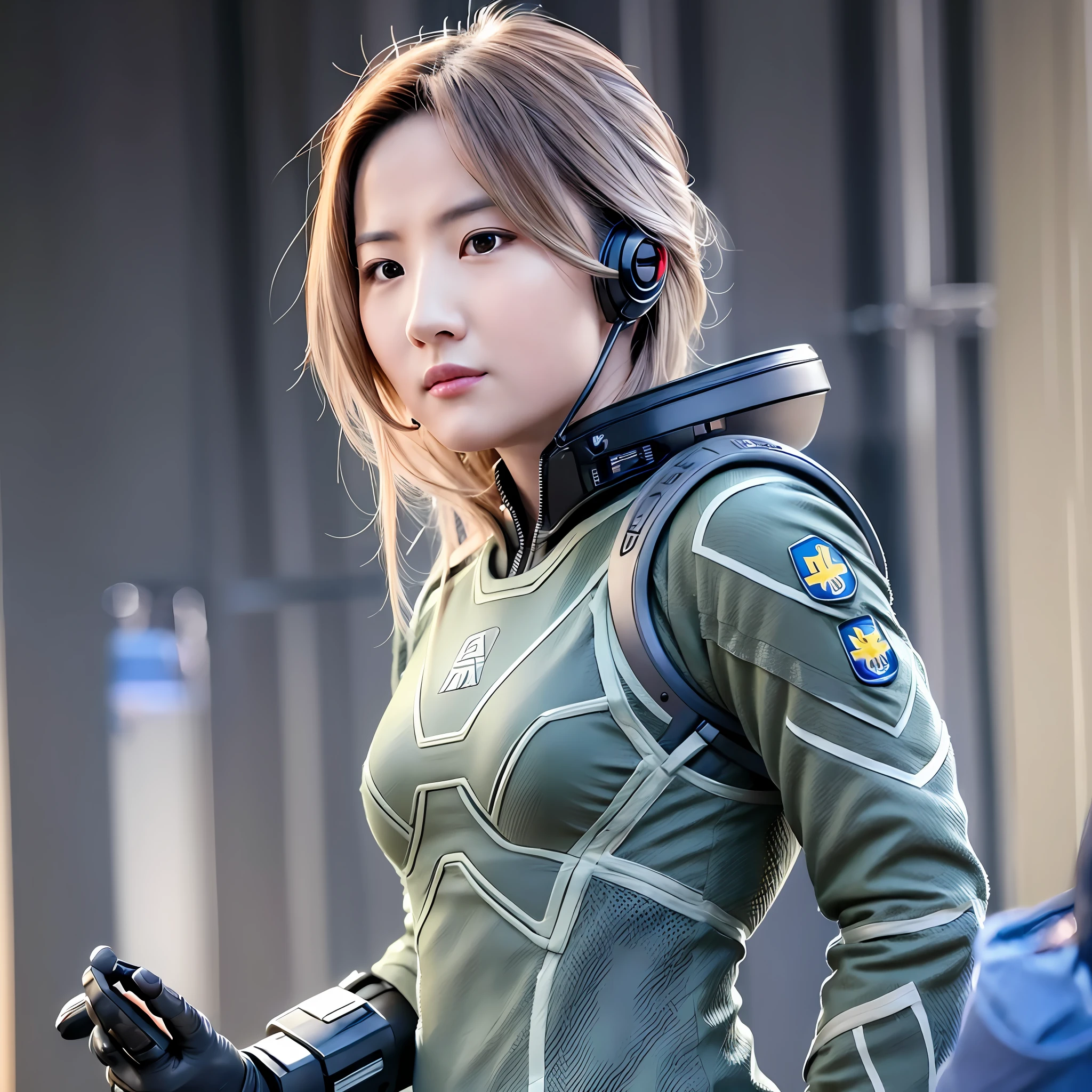 Female Technological Soldier 8K, UHD, Severe Low Lighting, High Quality, Sharp Focus, Fujifilm XT3 --auto --s2