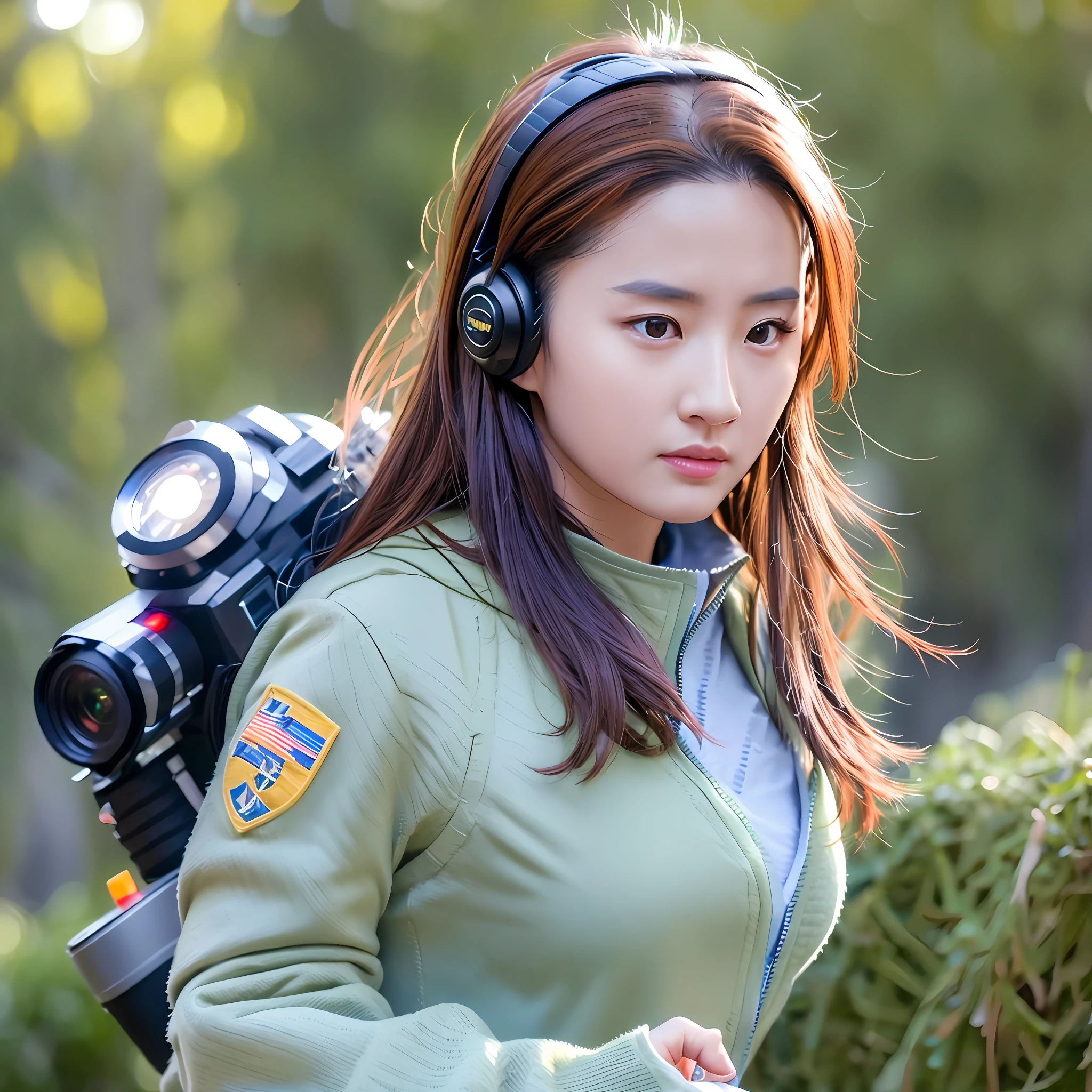Female Technological Soldier 8K, UHD, Severe Low Lighting, High Quality, Sharp Focus, Fujifilm XT3 --auto --s2