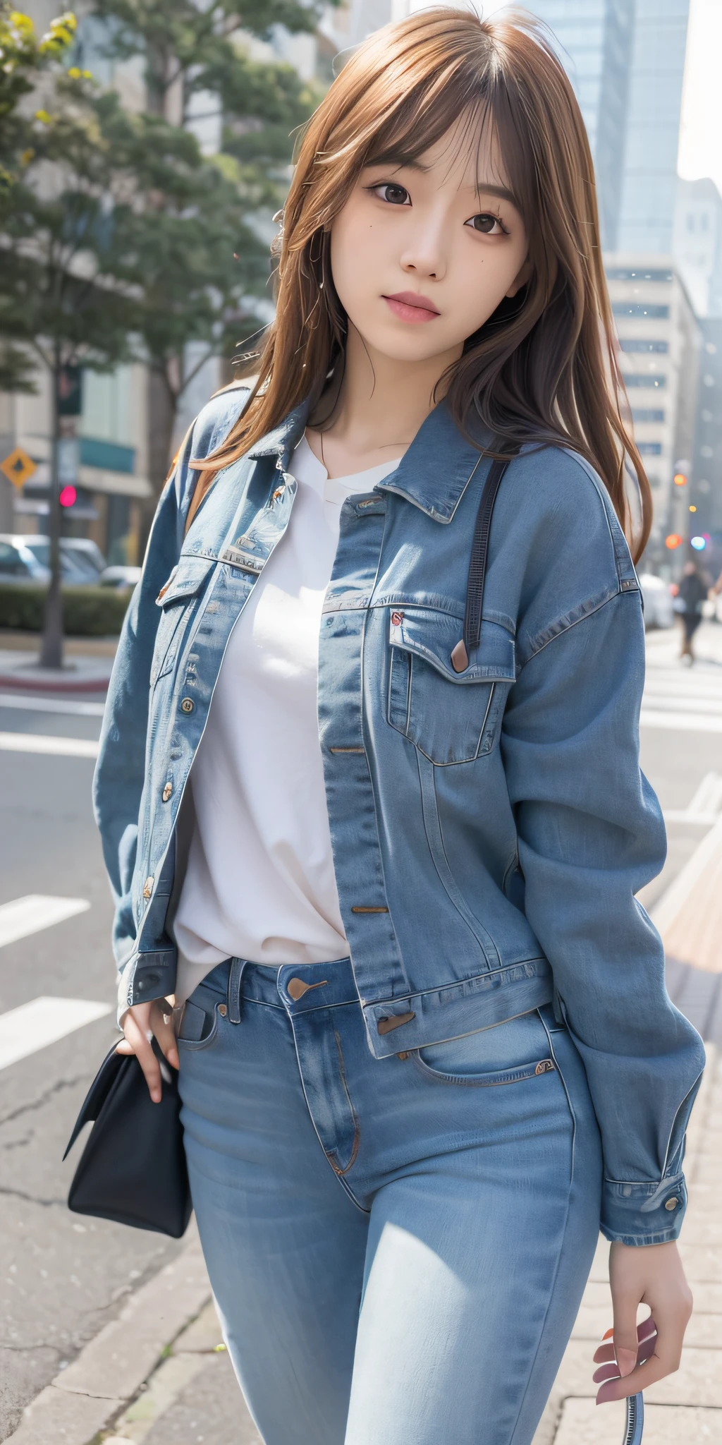 mix4, 20d, Solo, long_hair, Nanase Nishino, Haruka Kaki, Parker, Jeans, (8K, RAW photography, best quality, masterpiece:1.2), (Realistic, Photorealistic:1.37), Professional Lighting, Photon Mapping, Radiosity, Physically Based Rendering